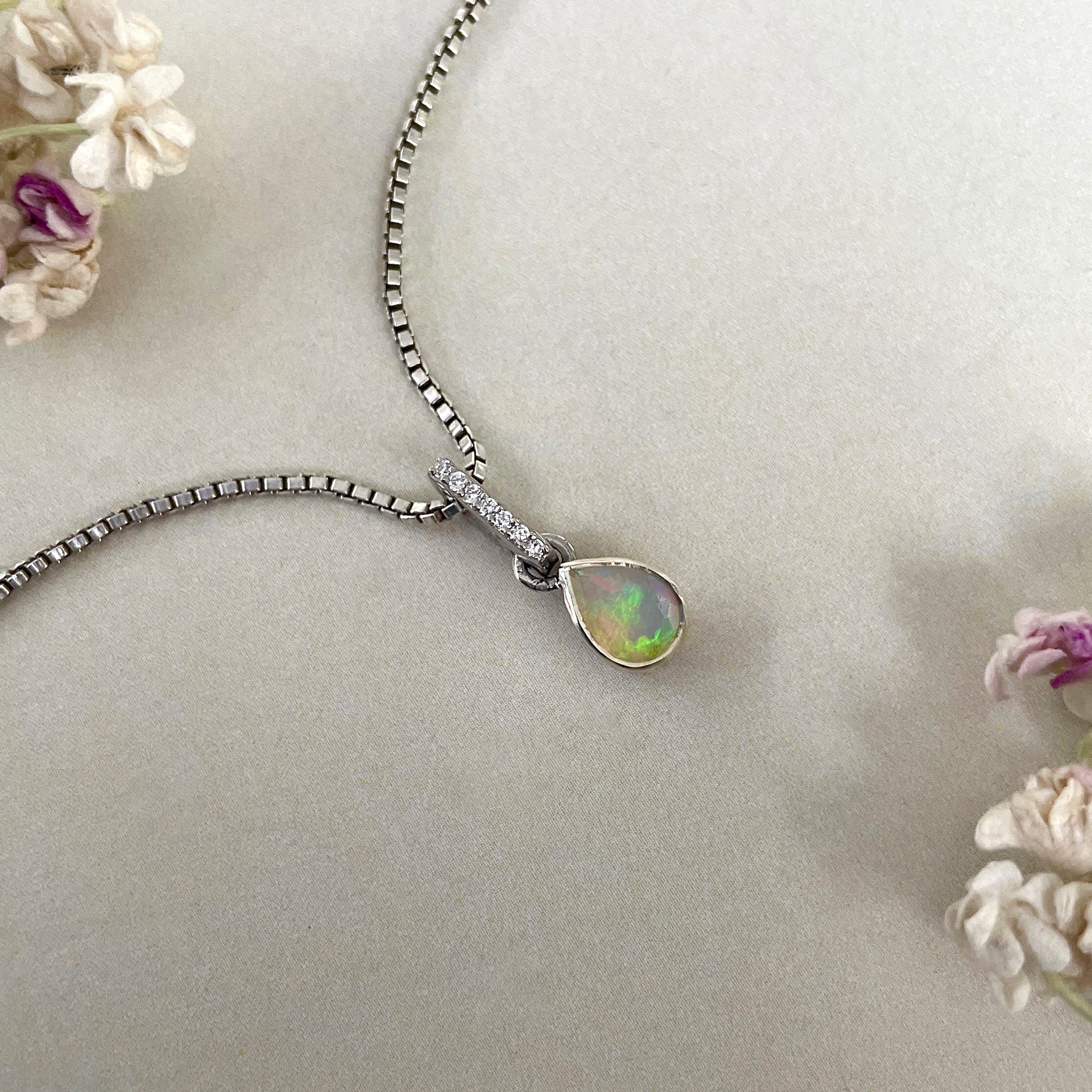 Opal & White Topaz Pendant-(OPL-SP-779.)