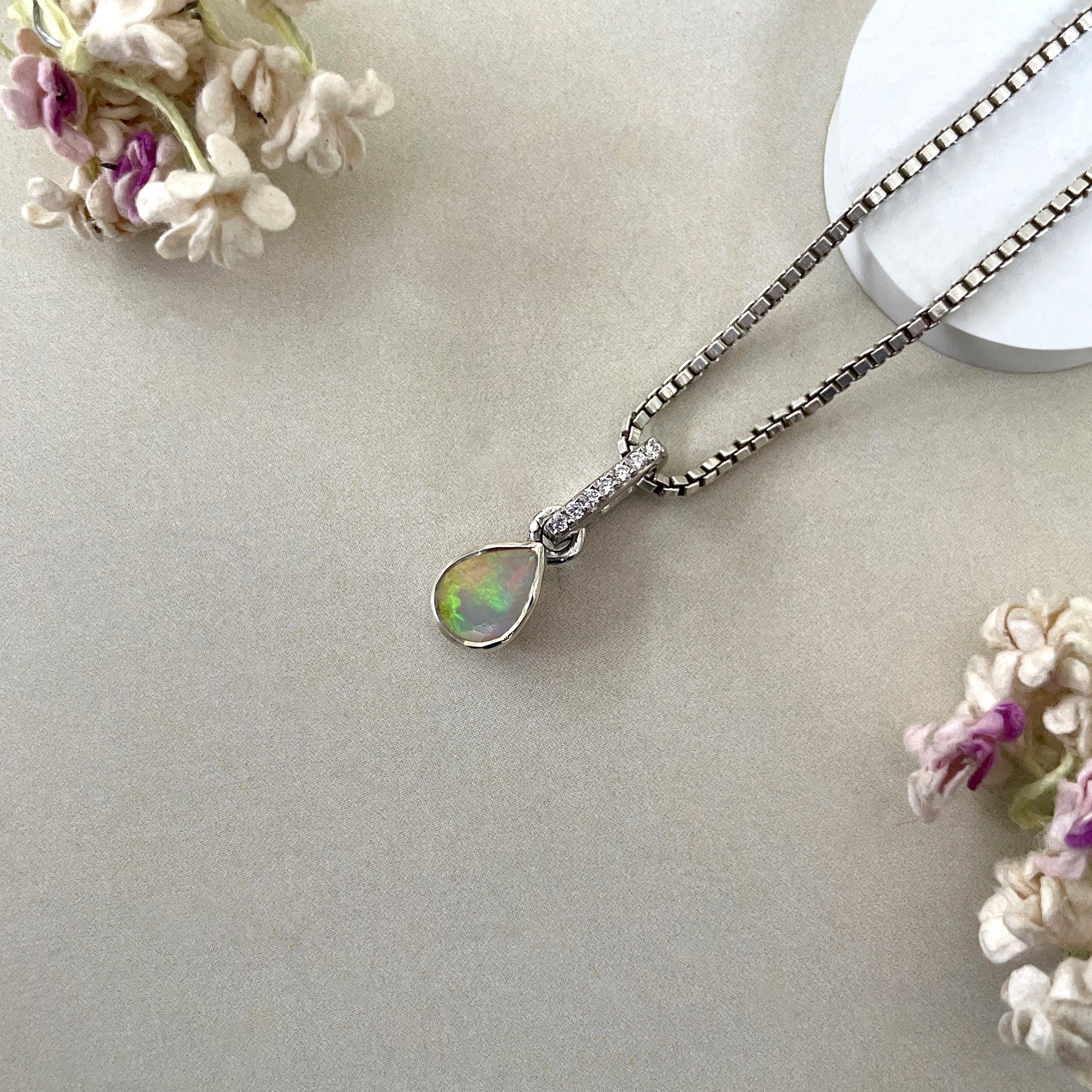 Opal & White Topaz Pendant-(OPL-SP-779.)