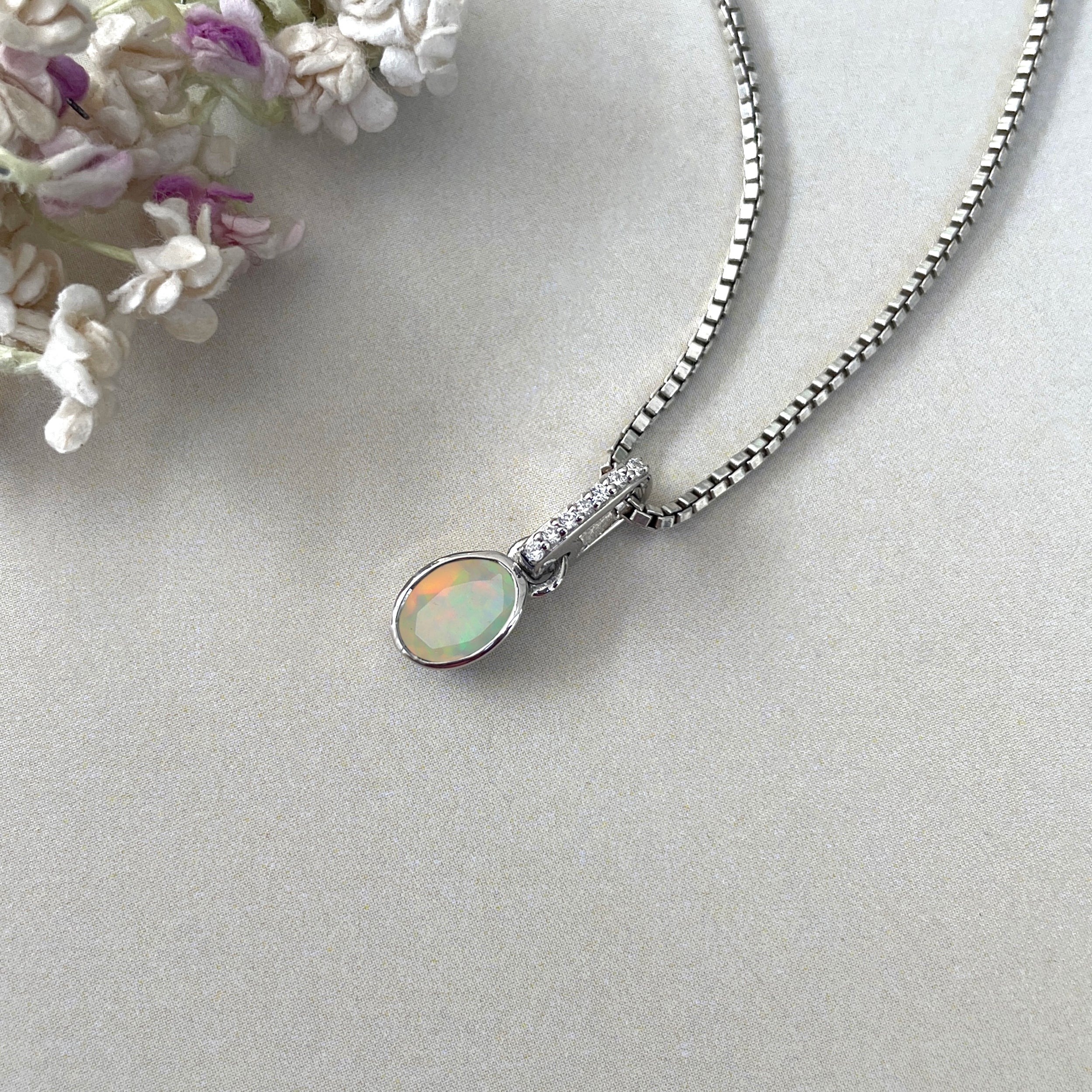 Opal & White Topaz Pendant-(OPL-SP-780.)