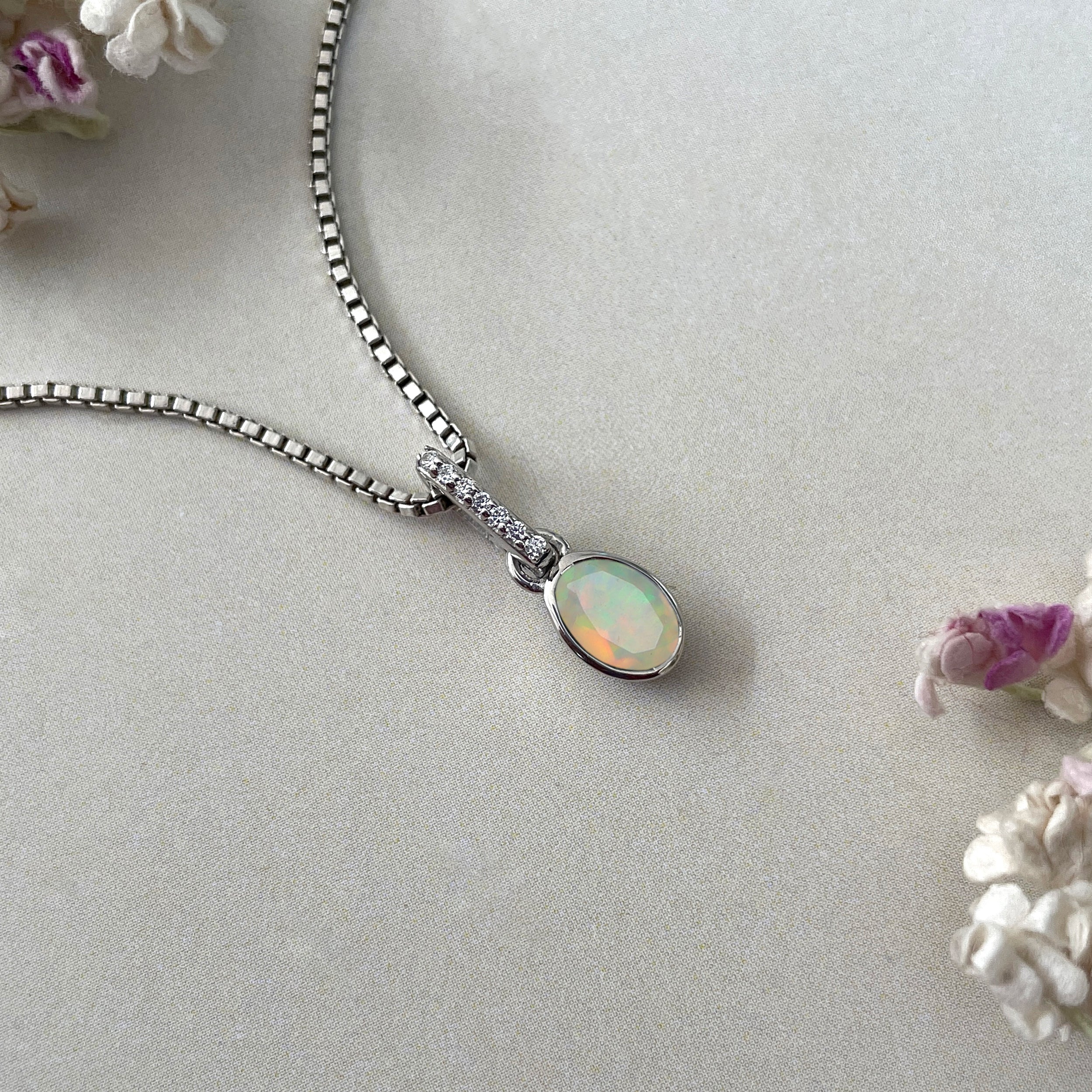 Opal & White Topaz Pendant-(OPL-SP-780.)