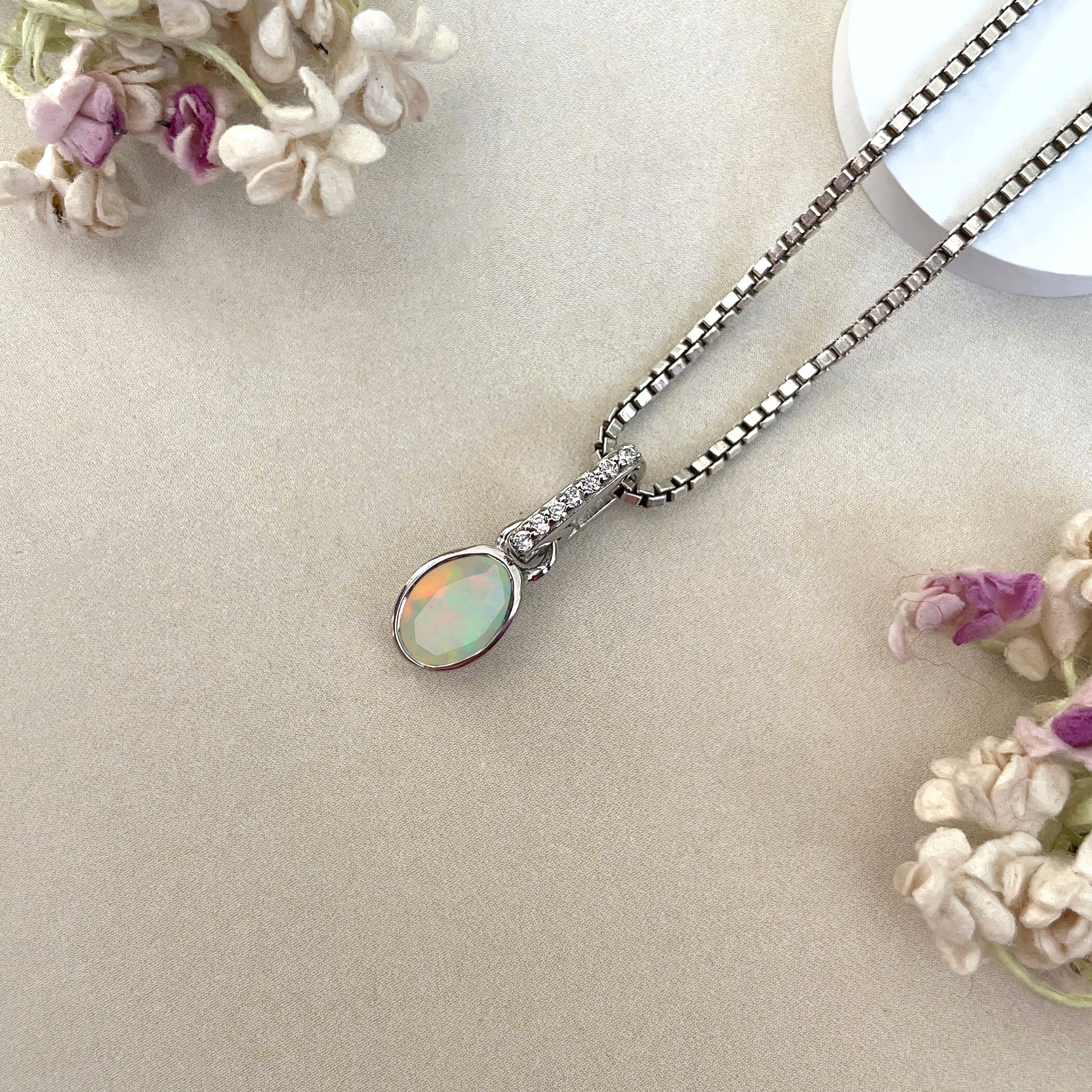 Opal & White Topaz Pendant-(OPL-SP-780.)