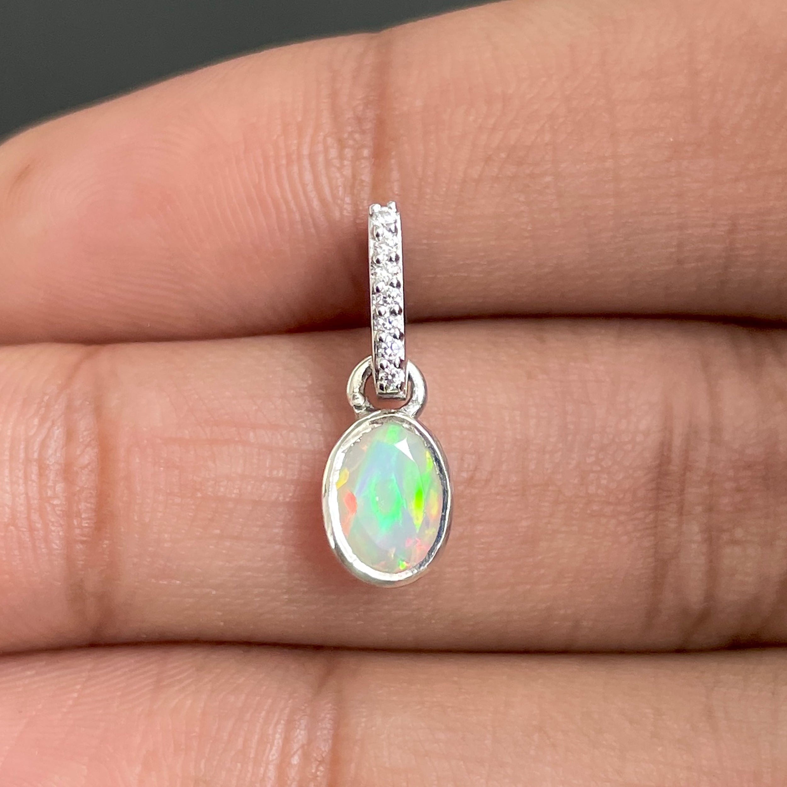 Opal & White Topaz Pendant-(OPL-SP-780.)