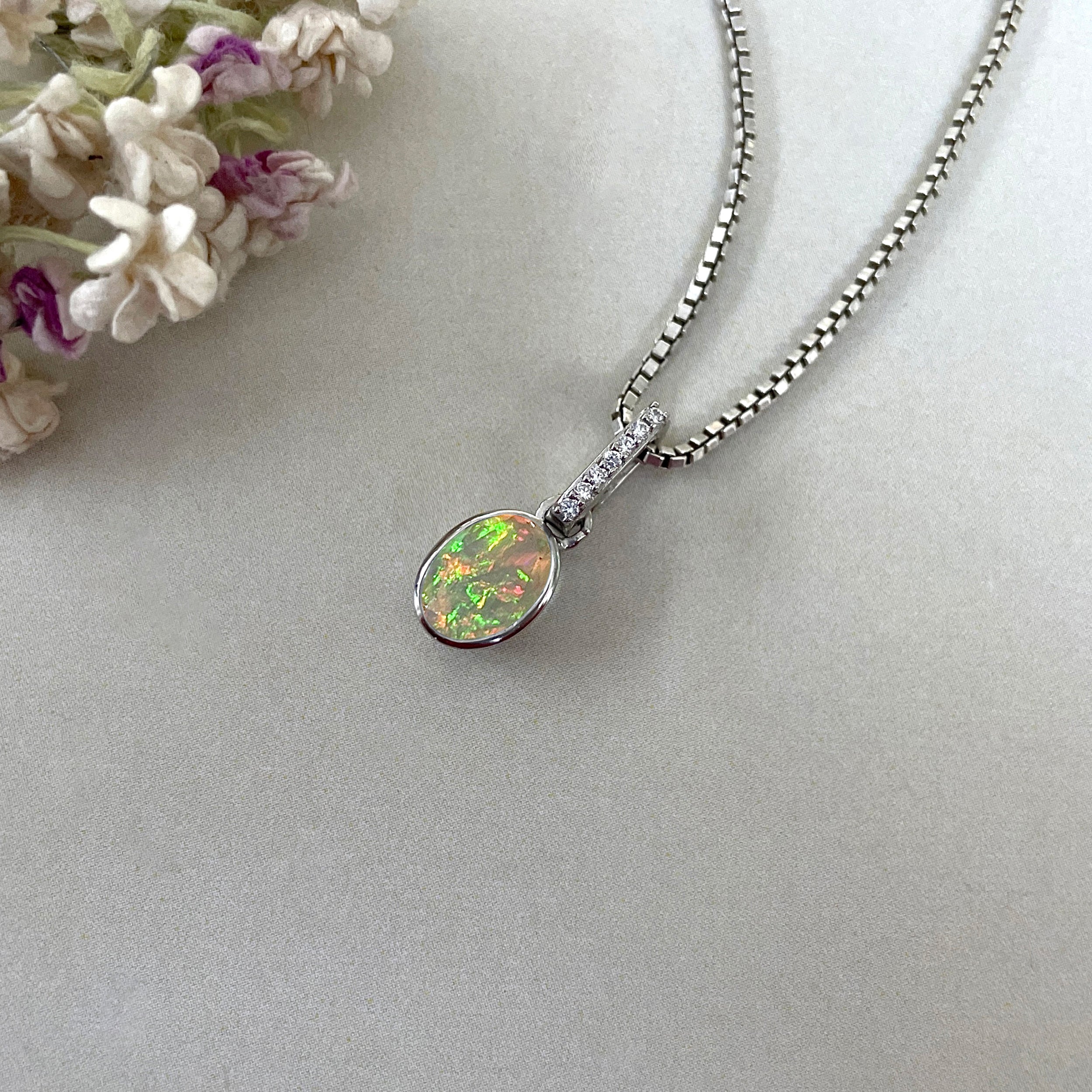 Opal & White Topaz Pendant-(OPL-SP-792.)