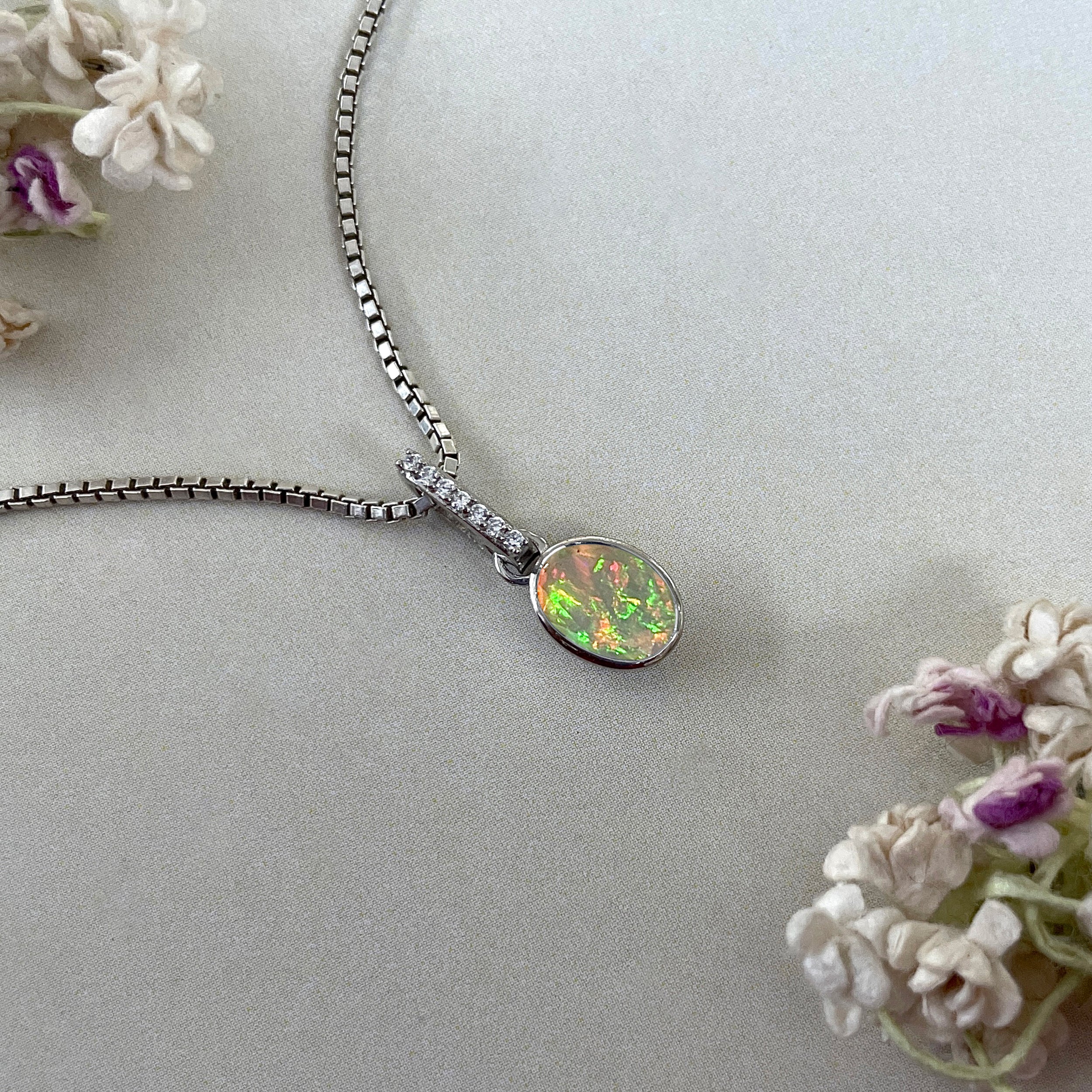 Opal & White Topaz Pendant-(OPL-SP-792.)