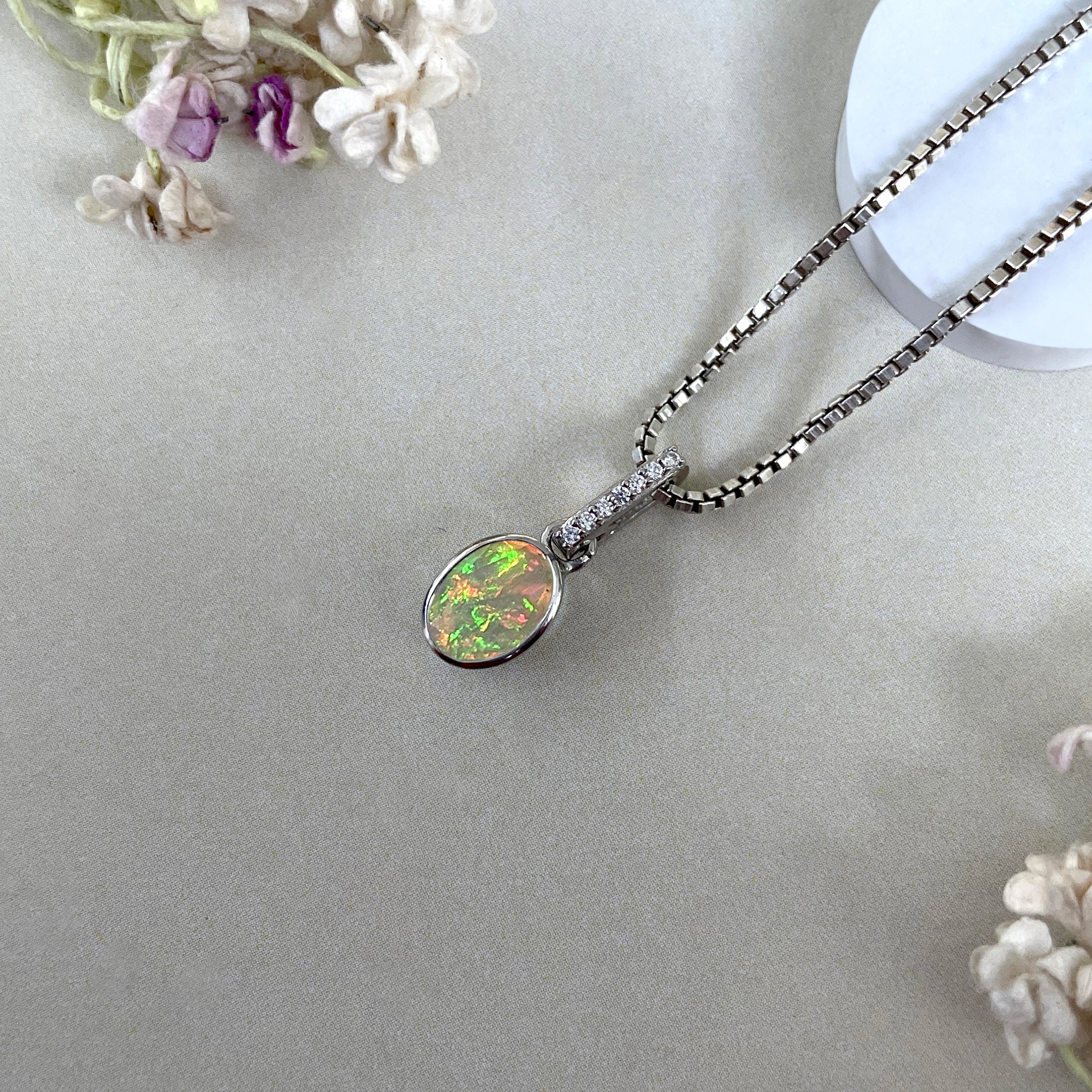 Opal & White Topaz Pendant-(OPL-SP-792.)