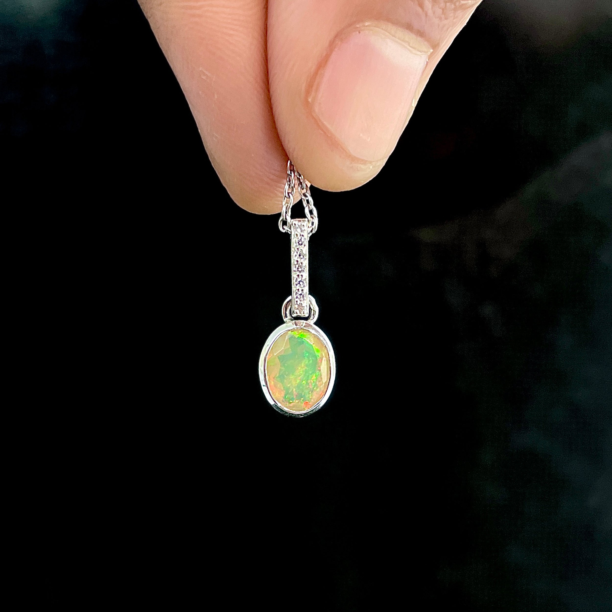 Opal & White Topaz Pendant-(OPL-SP-792.)