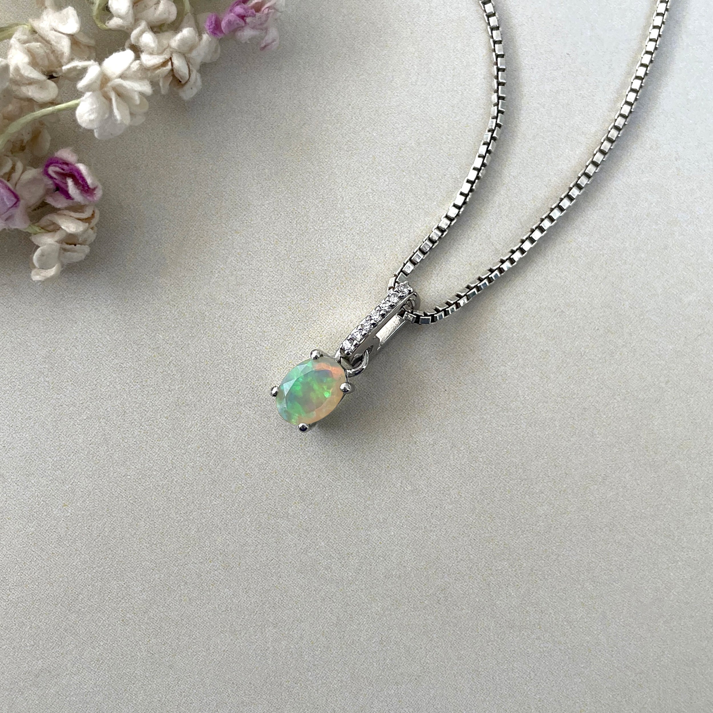 Opal & White Topaz Pendant-(OPL-SP-915.)