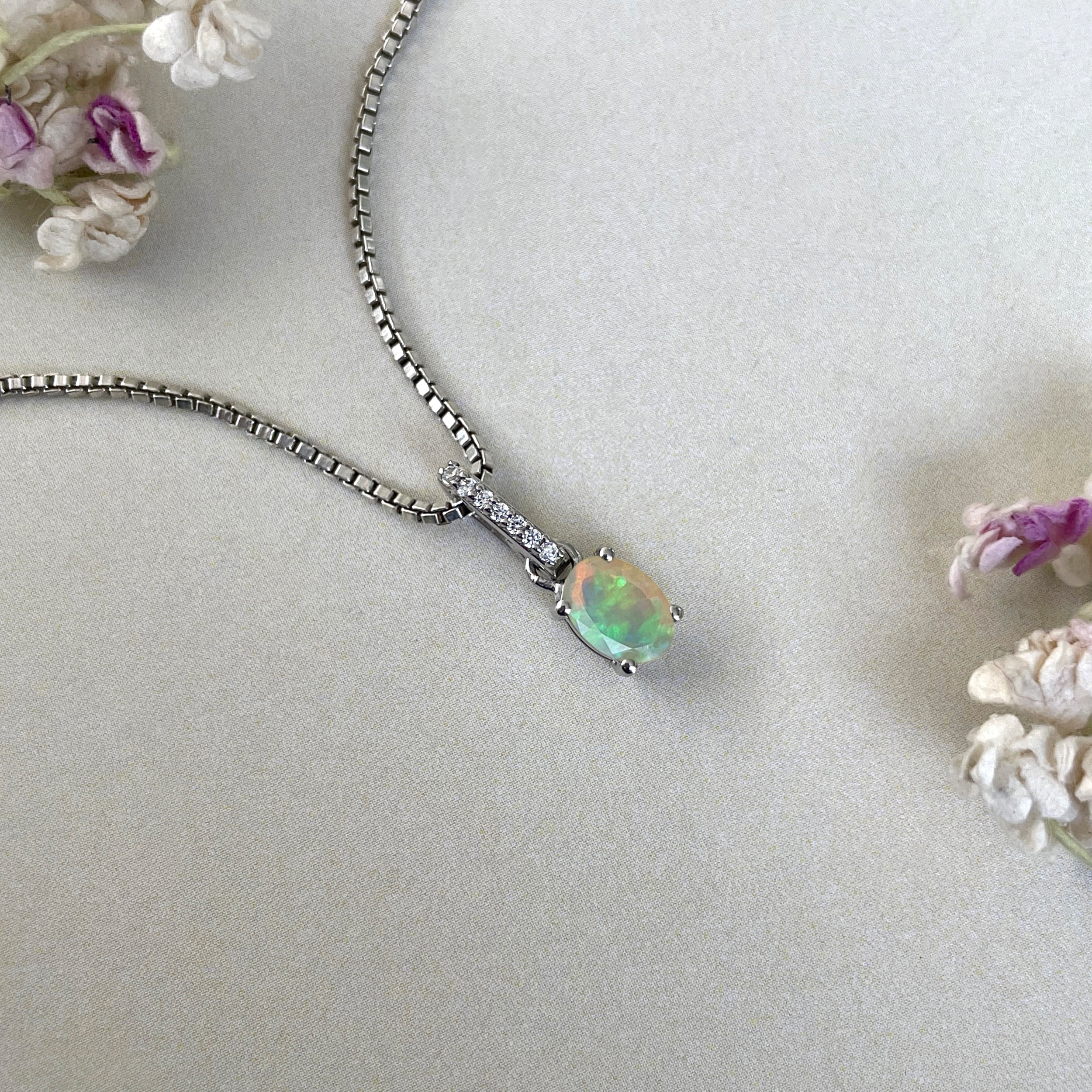 Opal & White Topaz Pendant-(OPL-SP-915.)