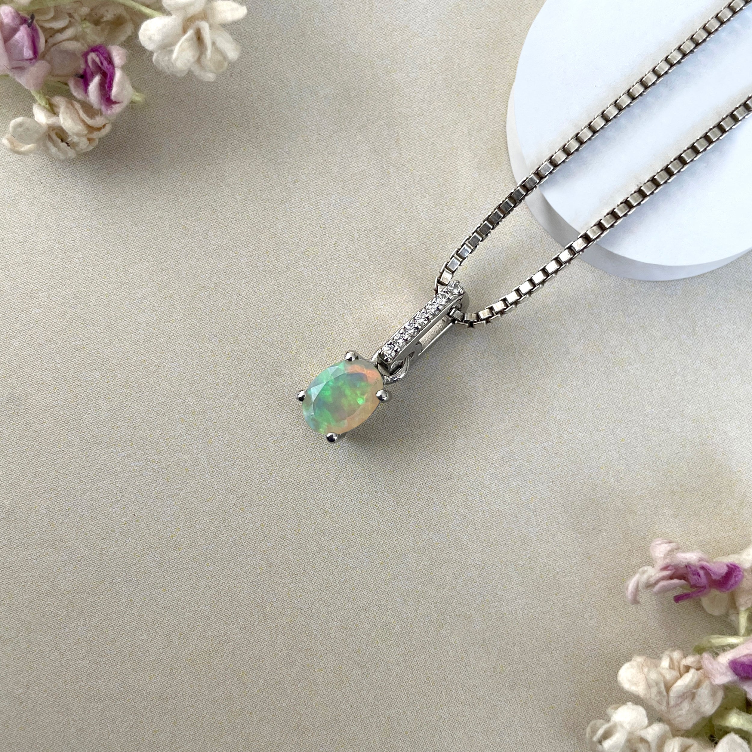 Opal & White Topaz Pendant-(OPL-SP-915.)