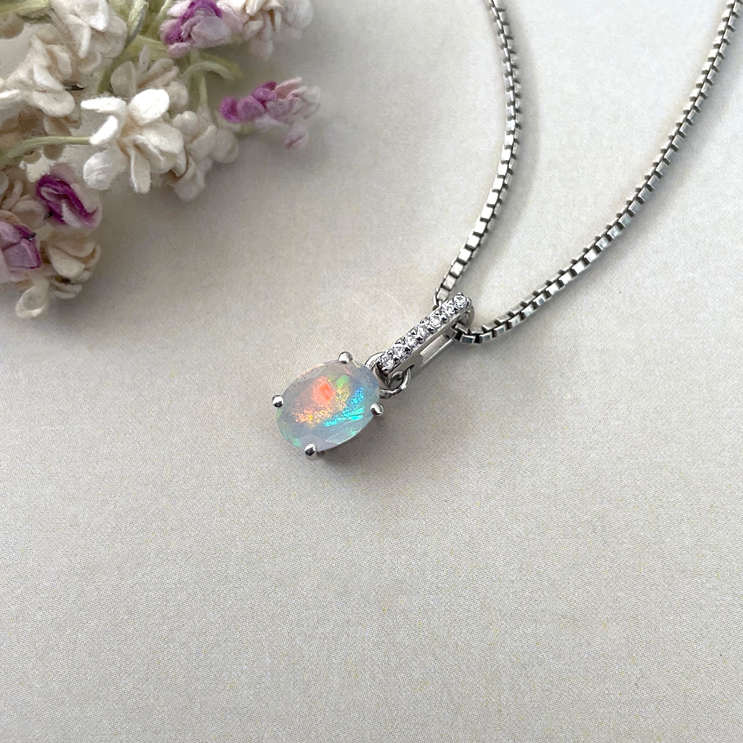 Opal & White Topaz Pendant-(OPL-SP-920.)