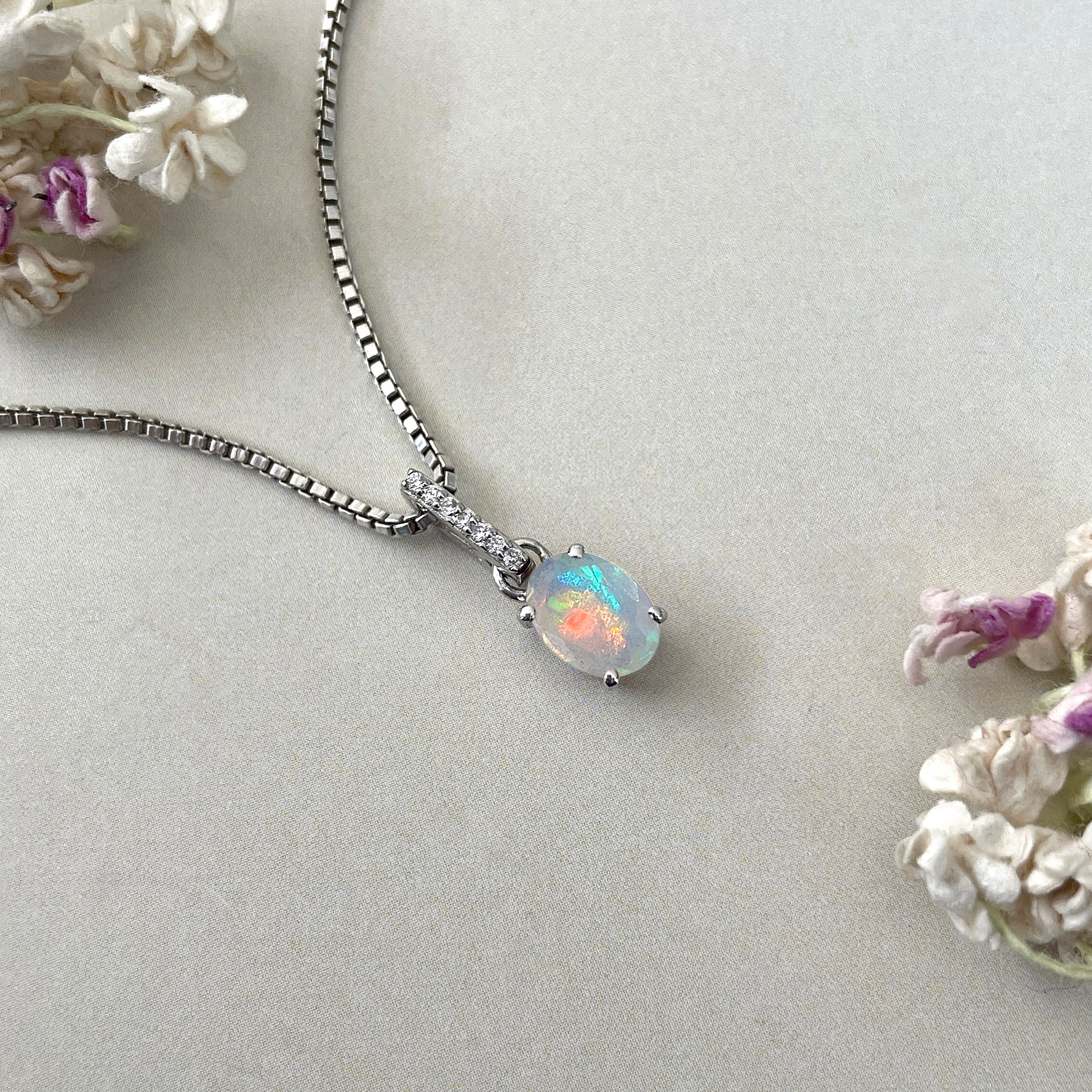 Opal & White Topaz Pendant-(OPL-SP-920.)