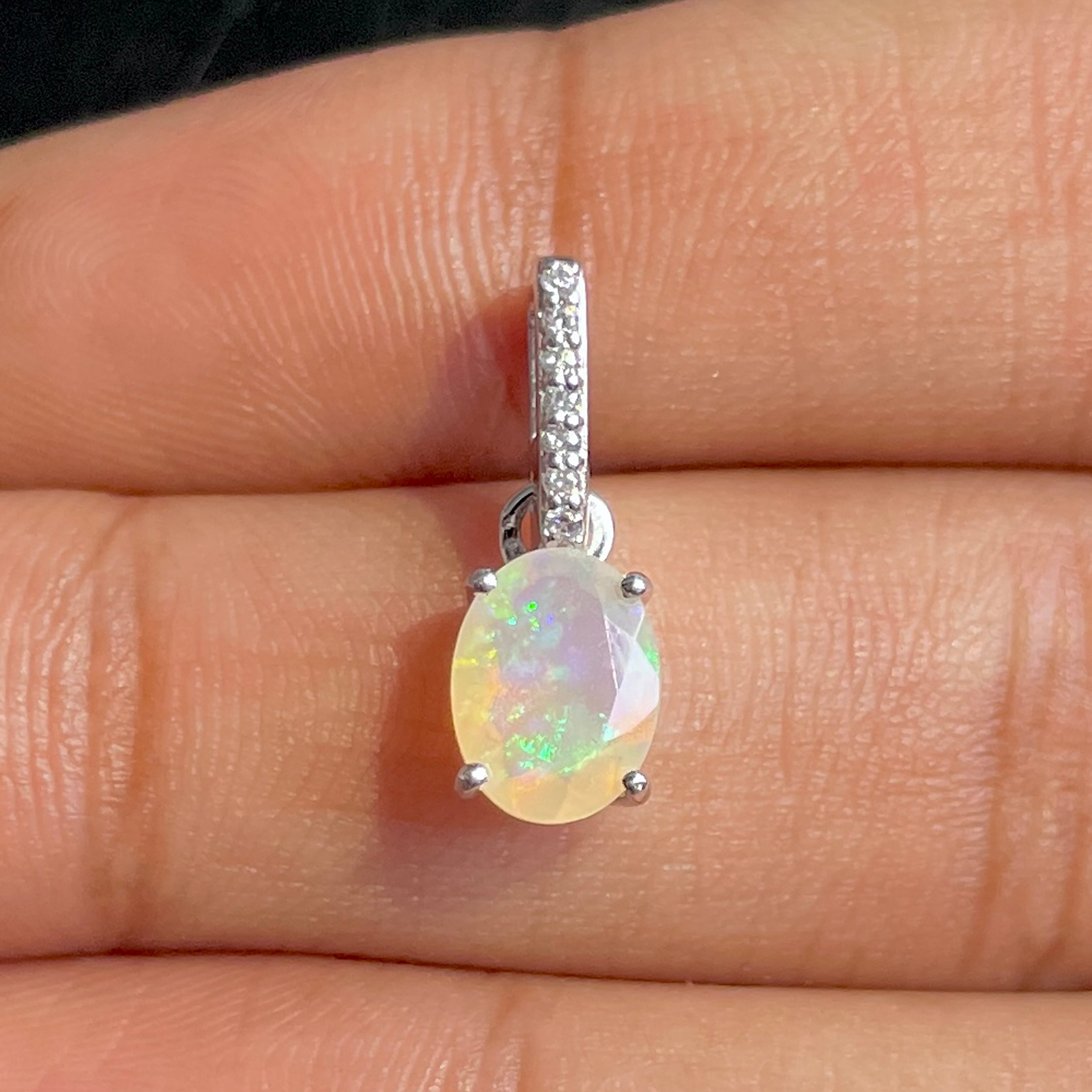 Opal & White Topaz Pendant-(OPL-SP-920.)