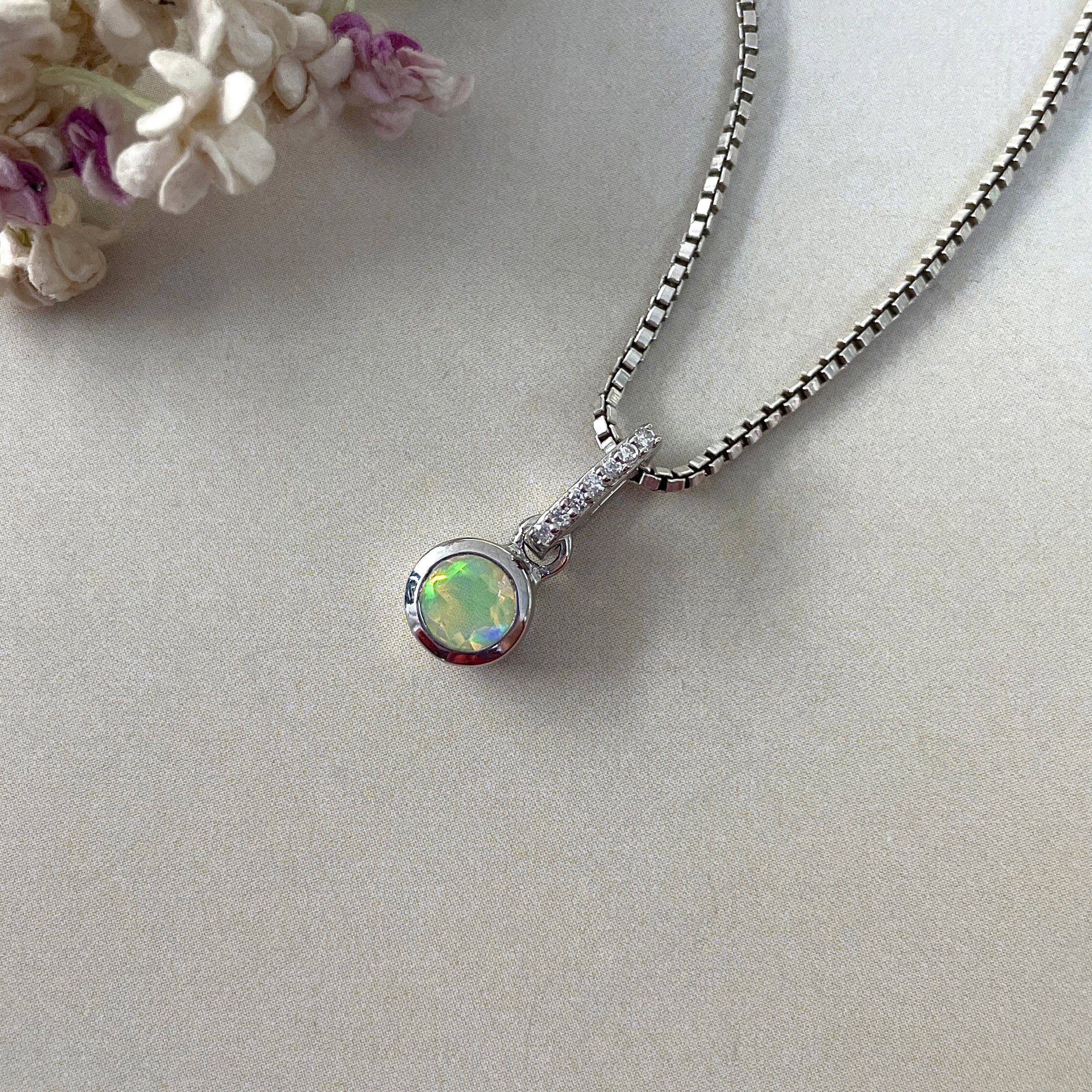 Opal & White Topaz Pendant-(OPL-SP-957.)