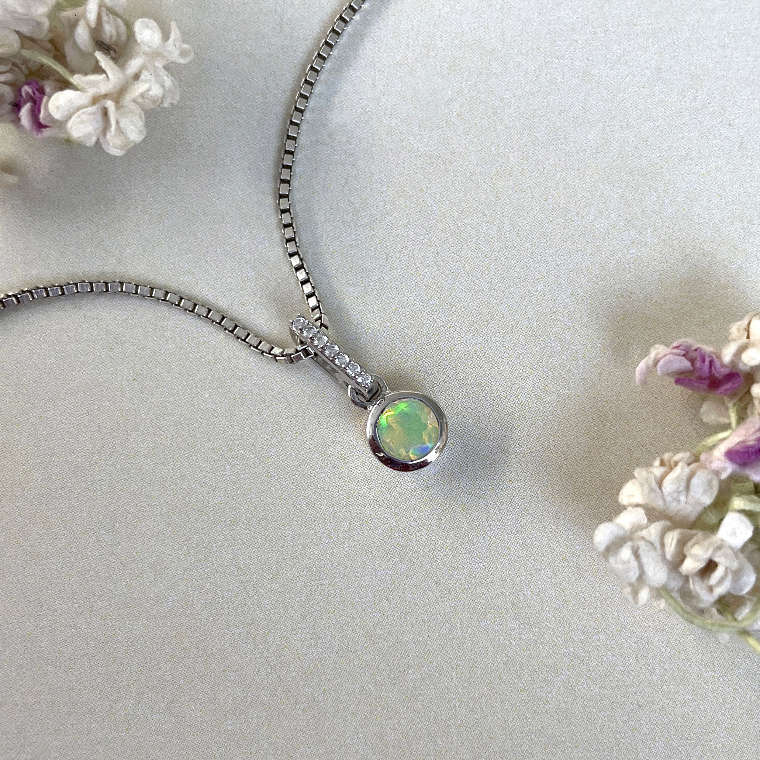 Opal & White Topaz Pendant-(OPL-SP-957.)