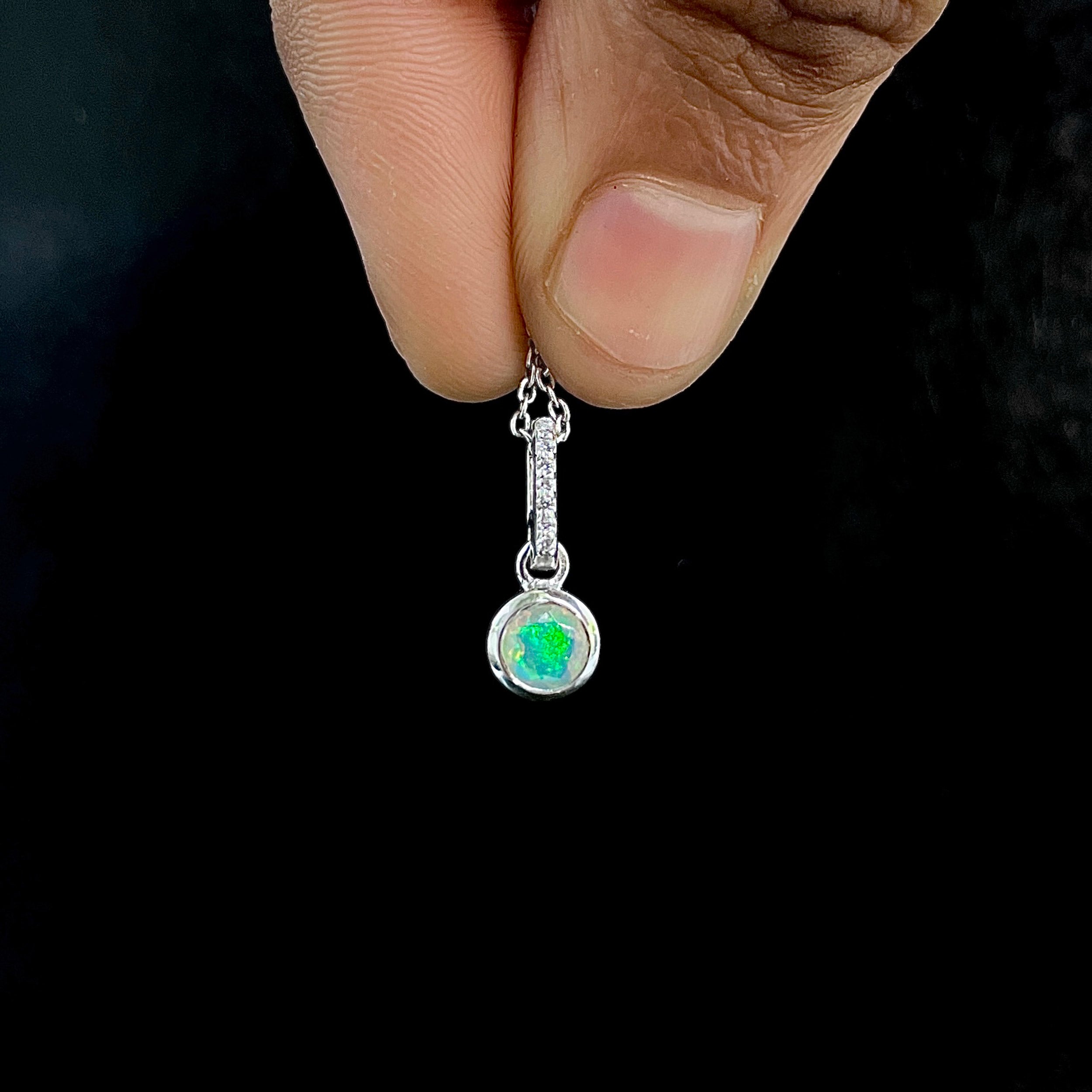 Opal & White Topaz Pendant-(OPL-SP-957.)
