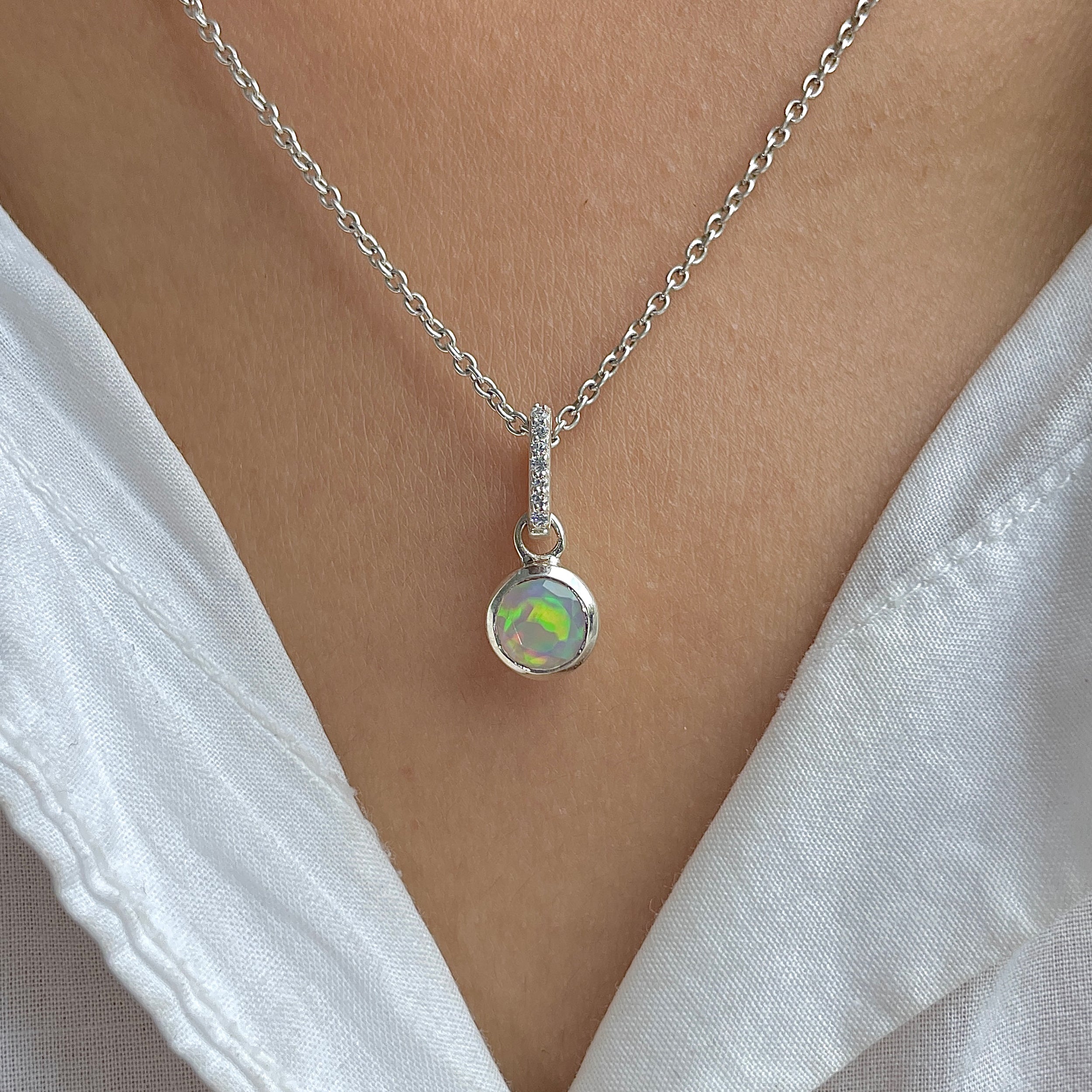 Opal & White Topaz Pendant-(OPL-SP-958.)