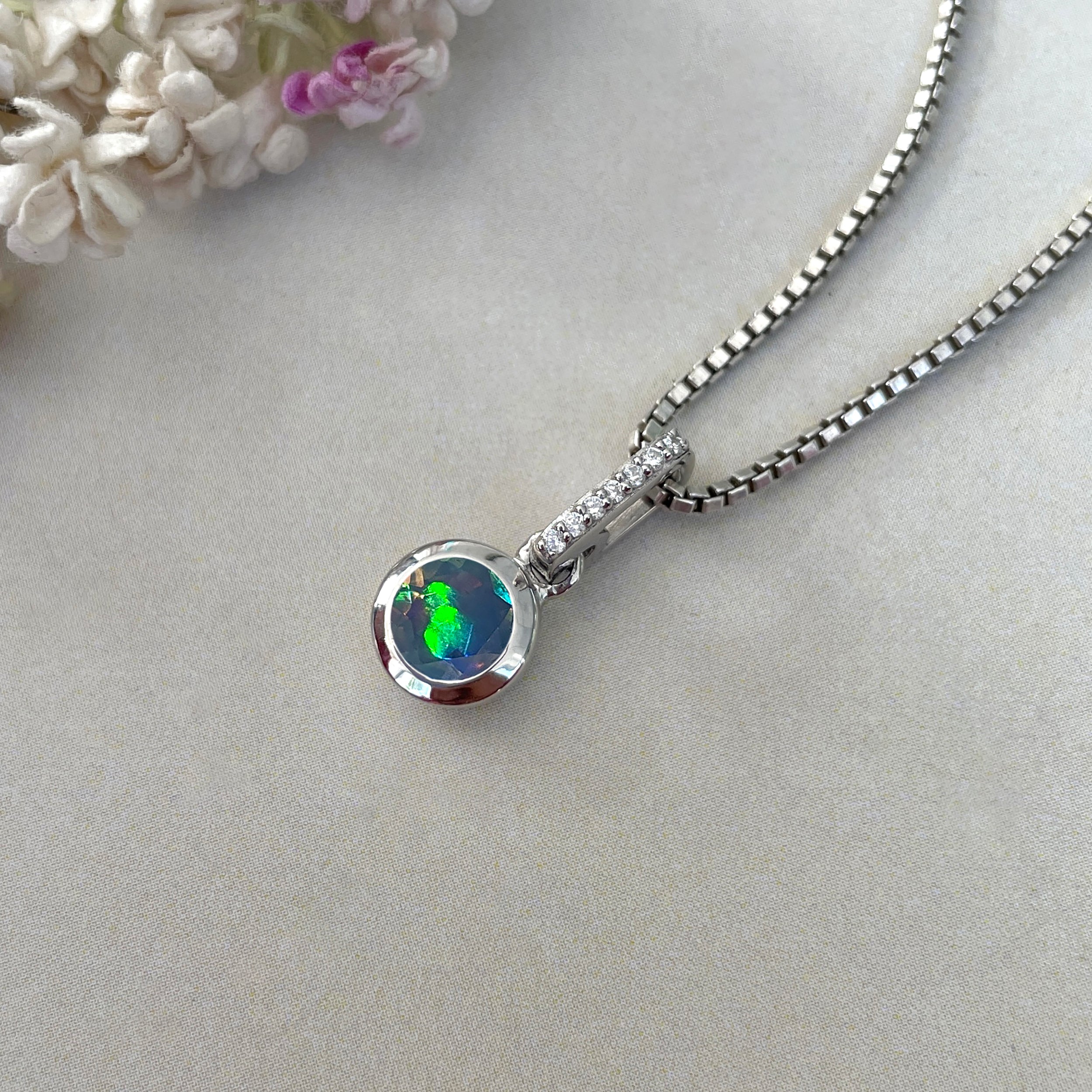 Opal & White Topaz Pendant-(OPL-SP-958.)