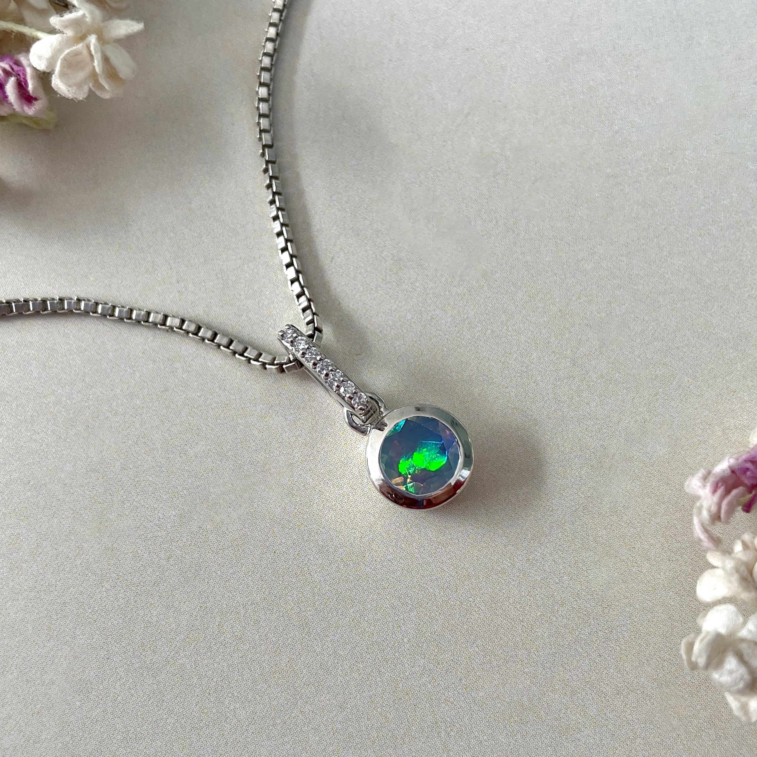 Opal & White Topaz Pendant-(OPL-SP-958.)