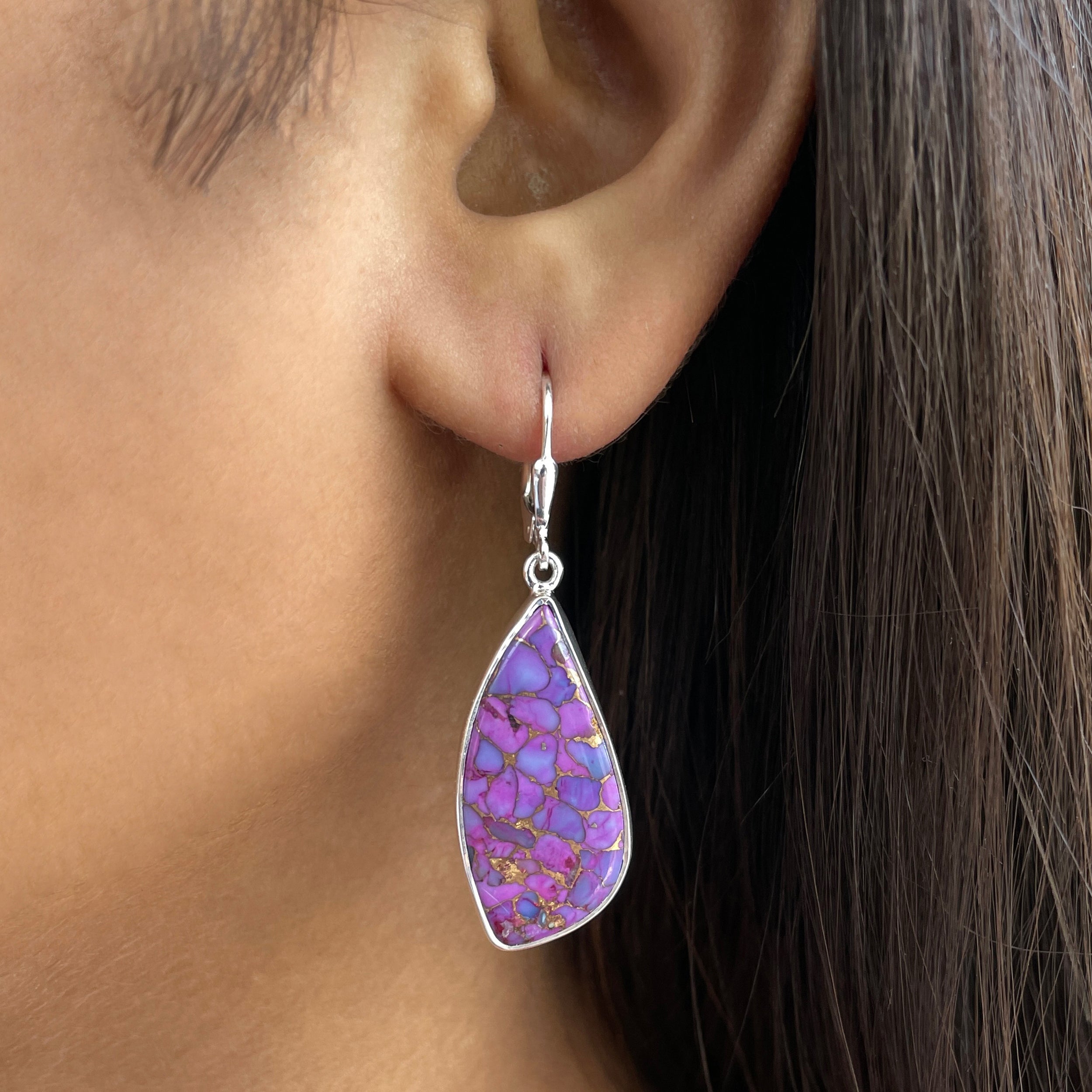 Purple Mojave Copper Turquoise Earring-(PCT-E-10.)