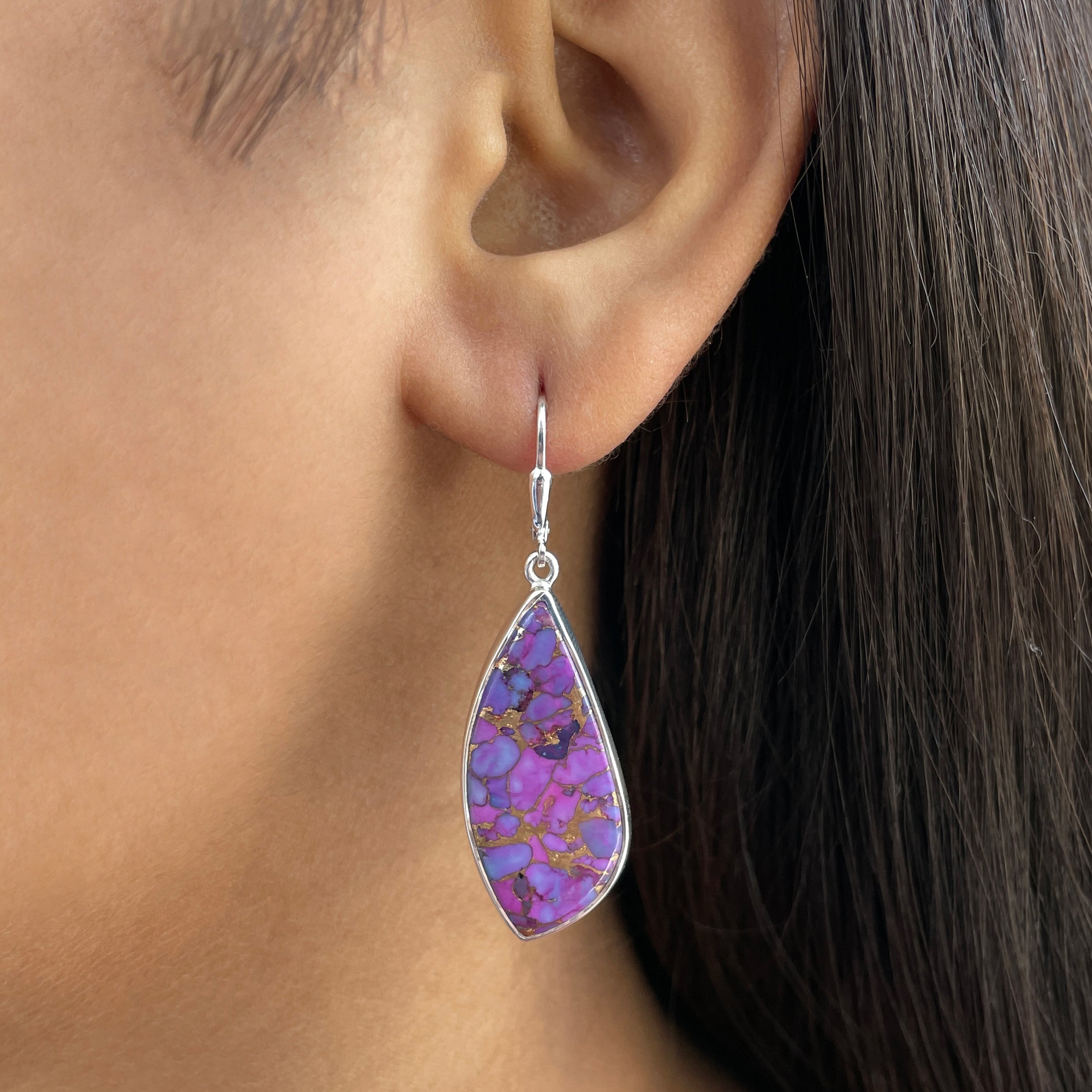 Purple Mojave Copper Turquoise Earring-(PCT-E-2.)