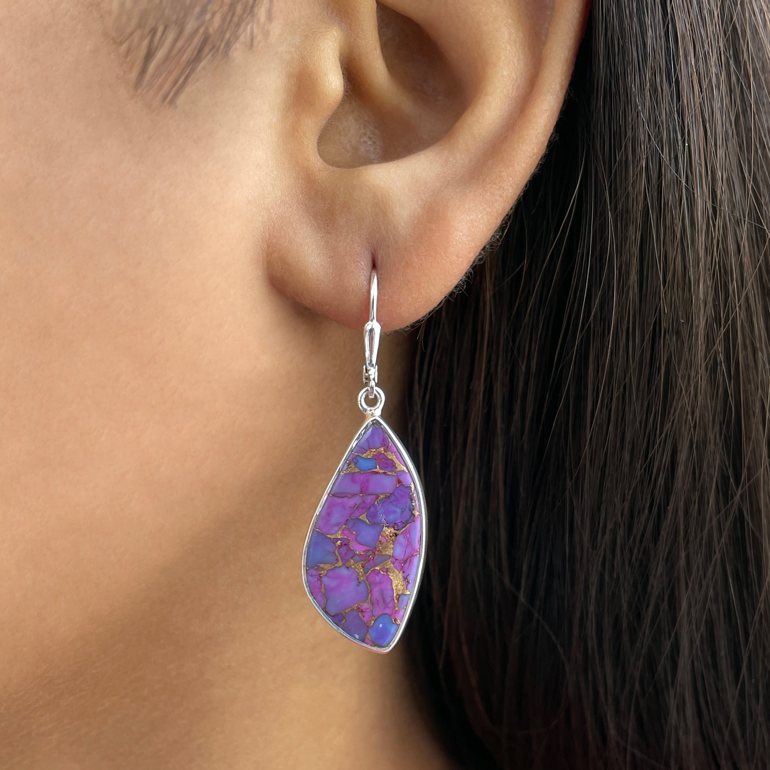 Purple Mojave Copper Turquoise Earring-(PCT-E-28.)