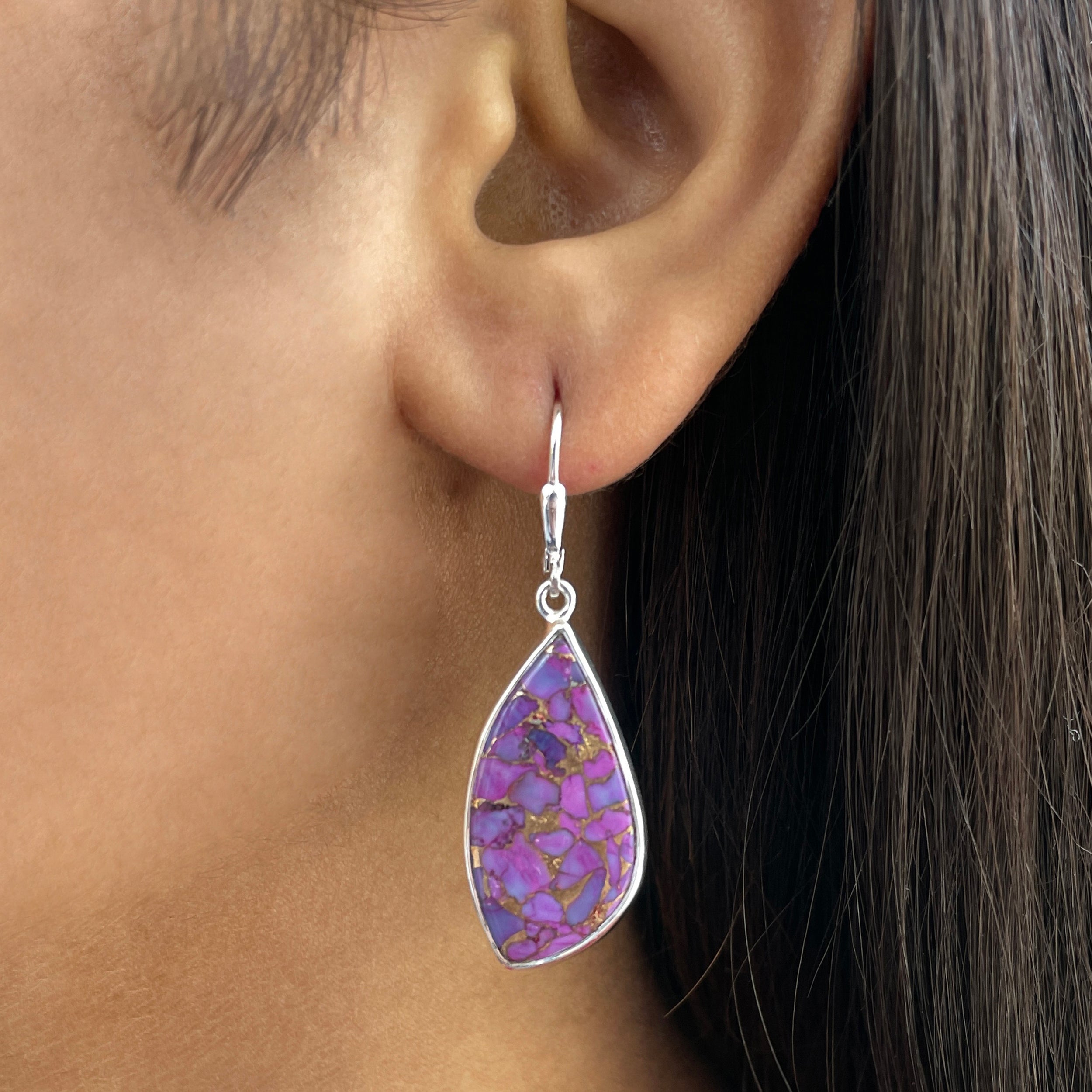 Purple Mojave Copper Turquoise Earring-(PCT-E-3.)