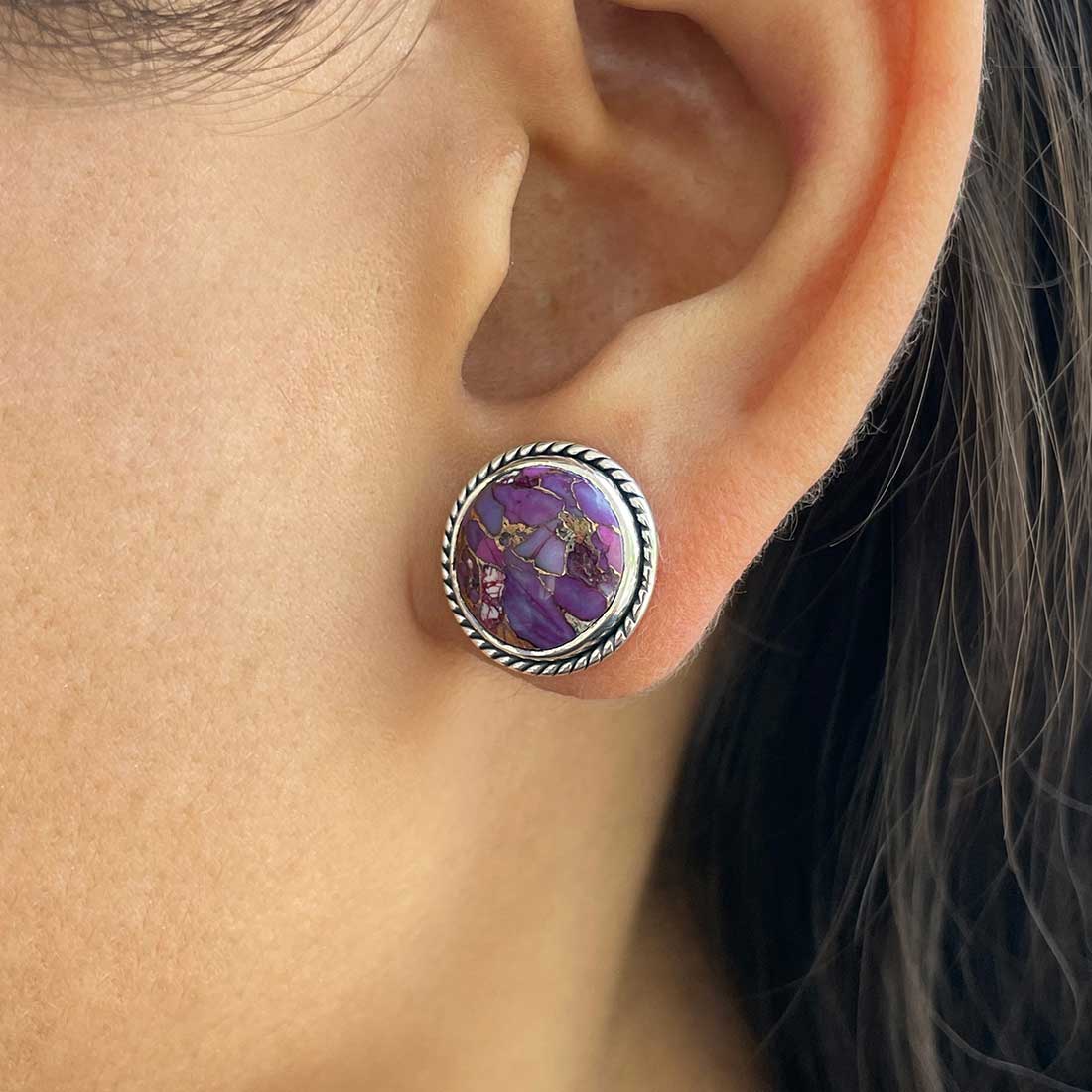 Purple Mojave Copper Turquoise Stud Earring-(PCT-E-34.)