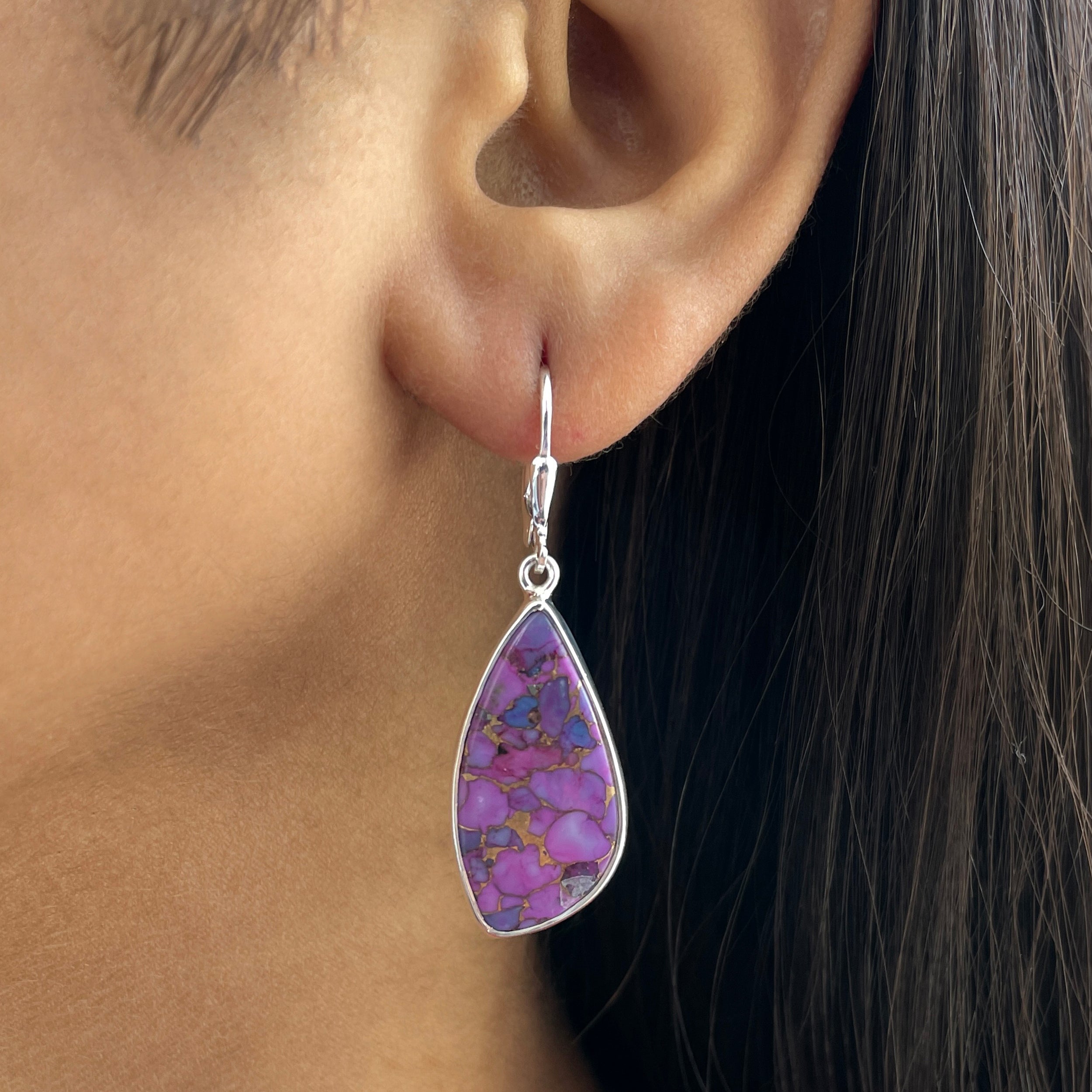 Purple Mojave Copper Turquoise Earring-(PCT-E-4.)