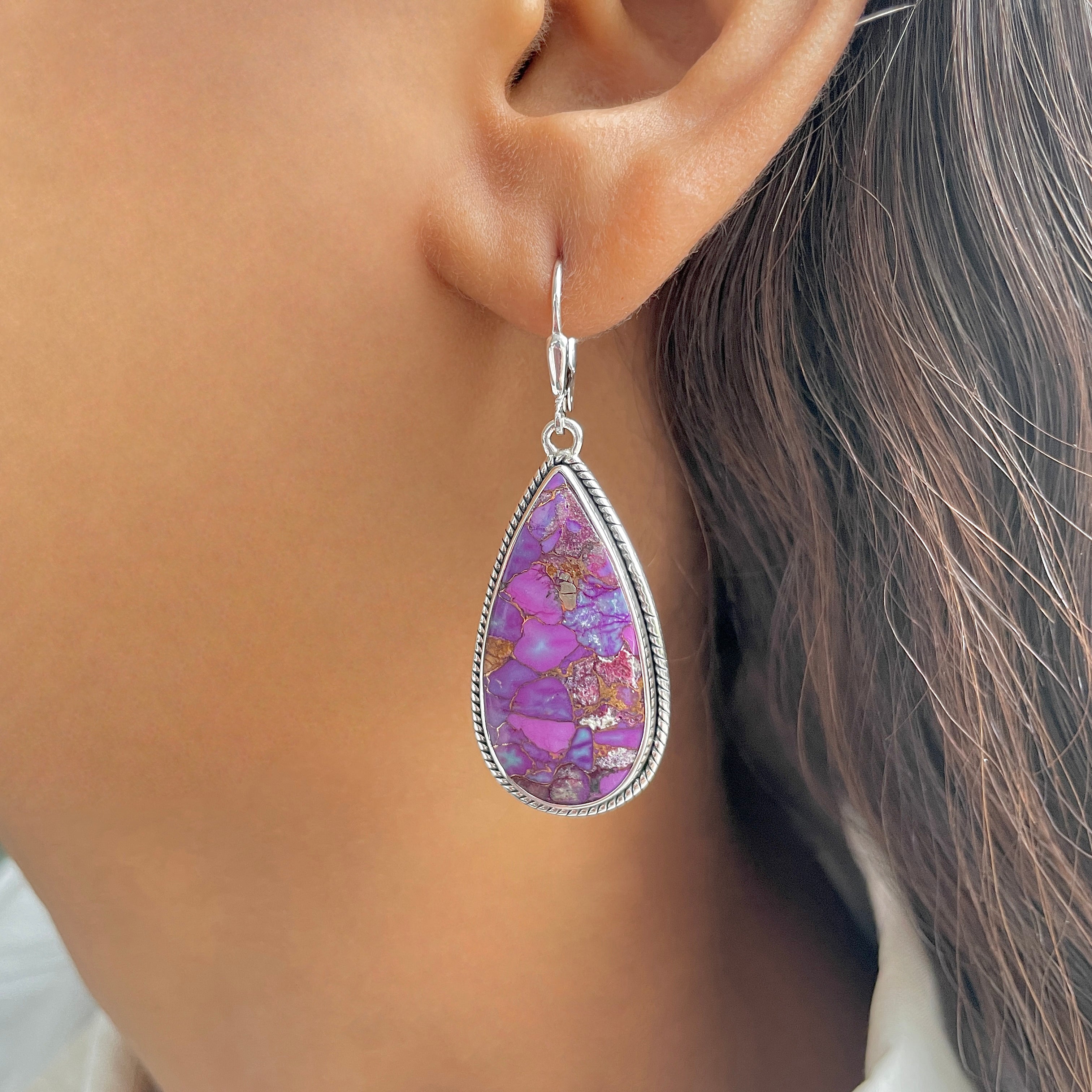 Purple Mojave Copper Turquoise Earring-(PCT-E-41.)