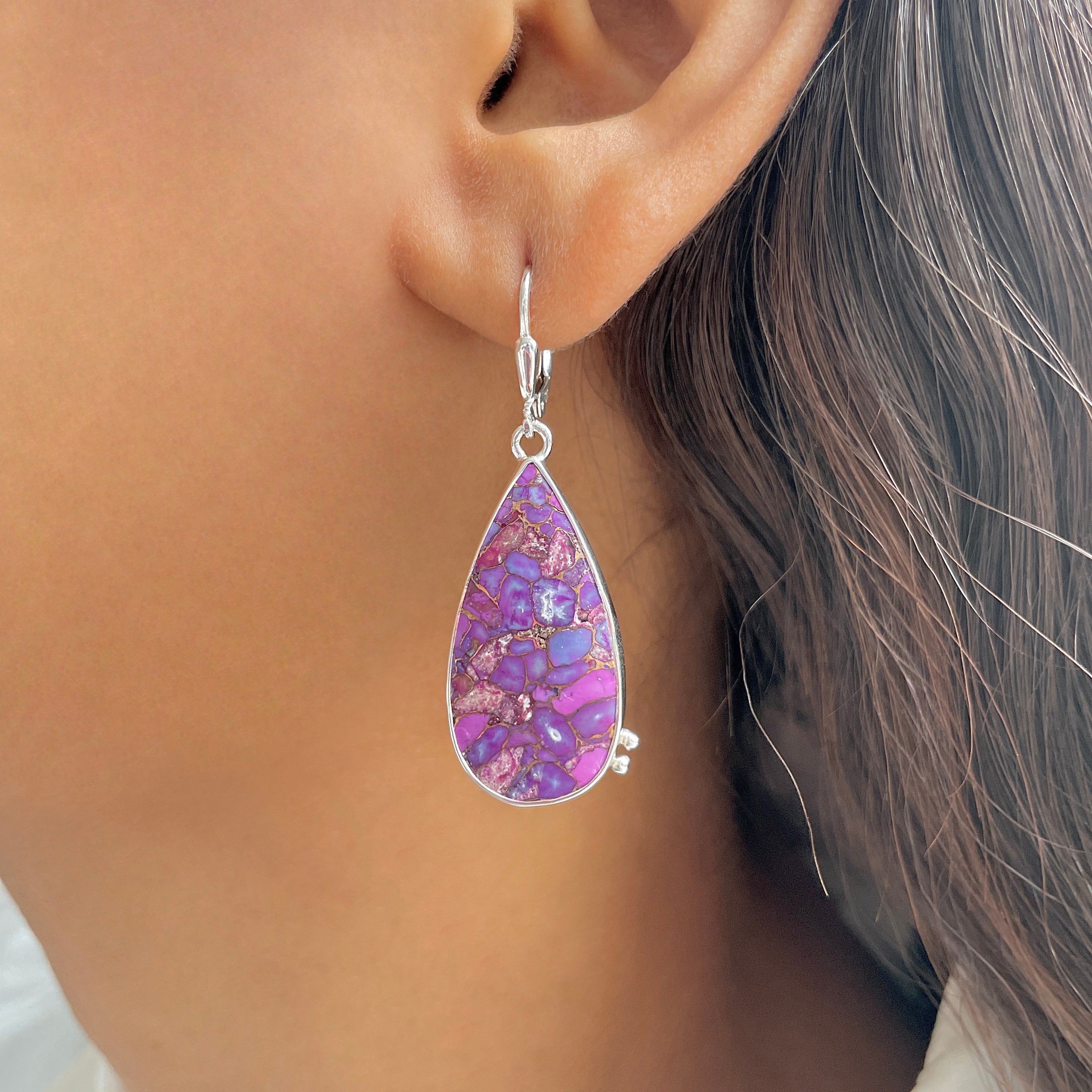 Purple Mojave Copper Turquoise Earring-(PCT-E-42.)