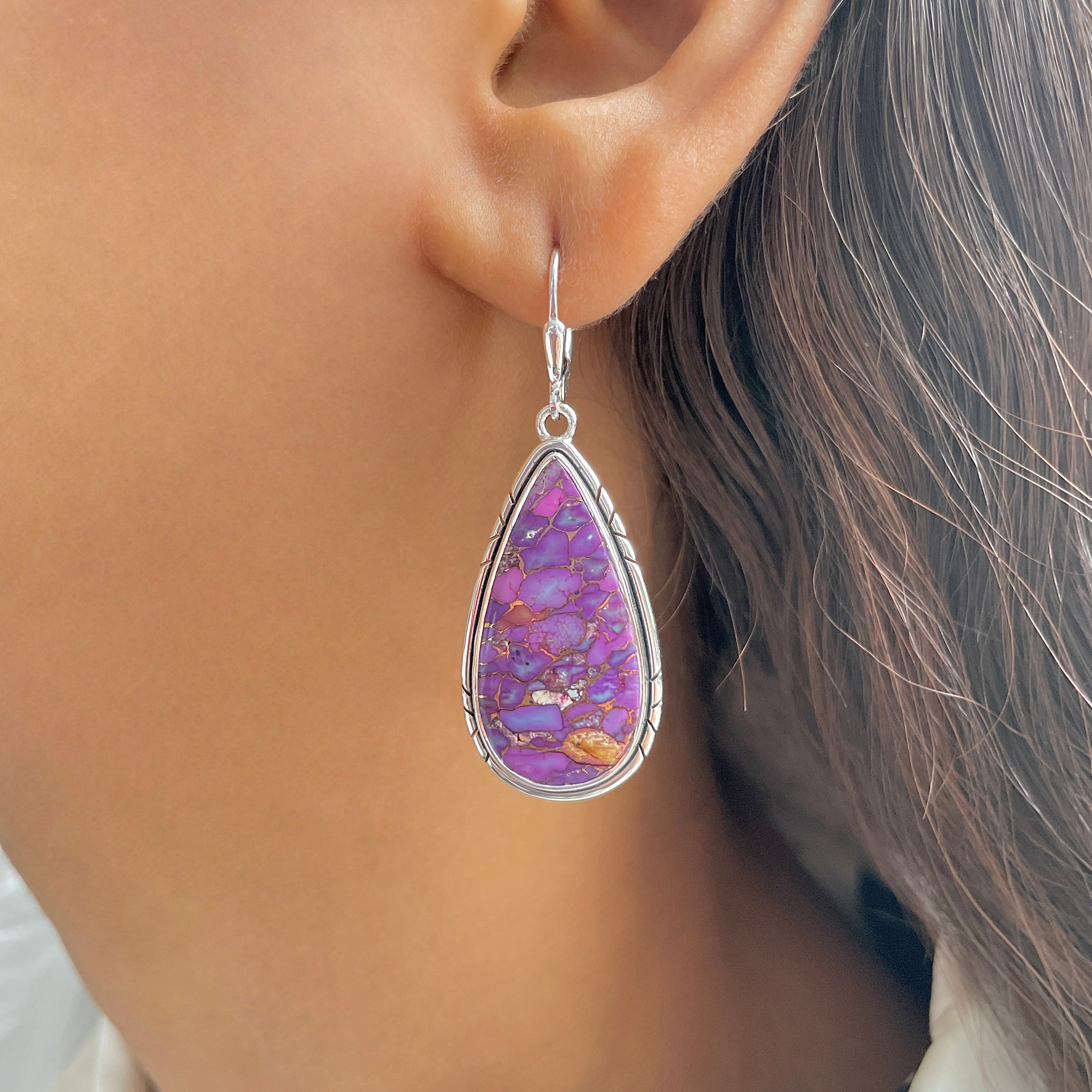 Purple Mojave Copper Turquoise Earring-(PCT-E-43.)