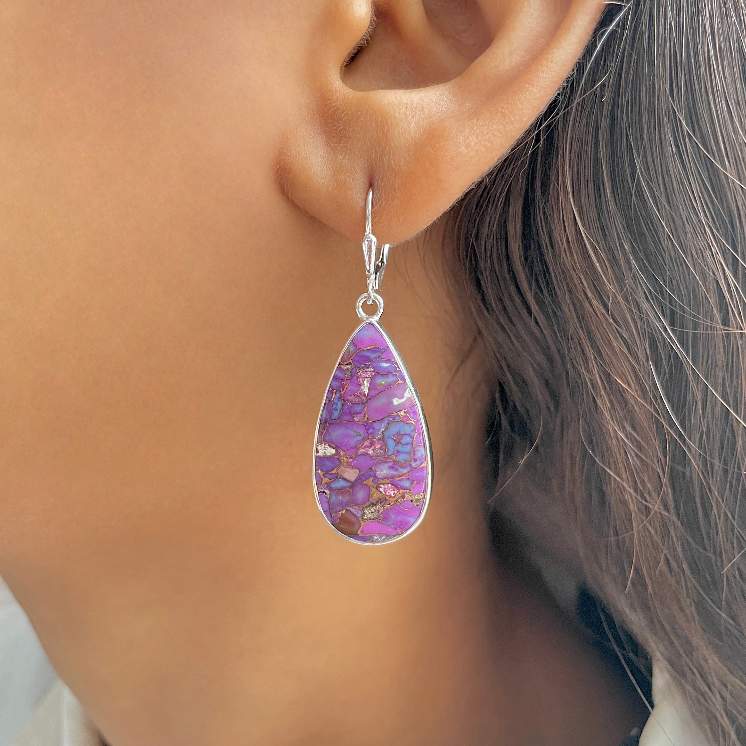 Purple Mojave Copper Turquoise Earring-(PCT-E-44.)