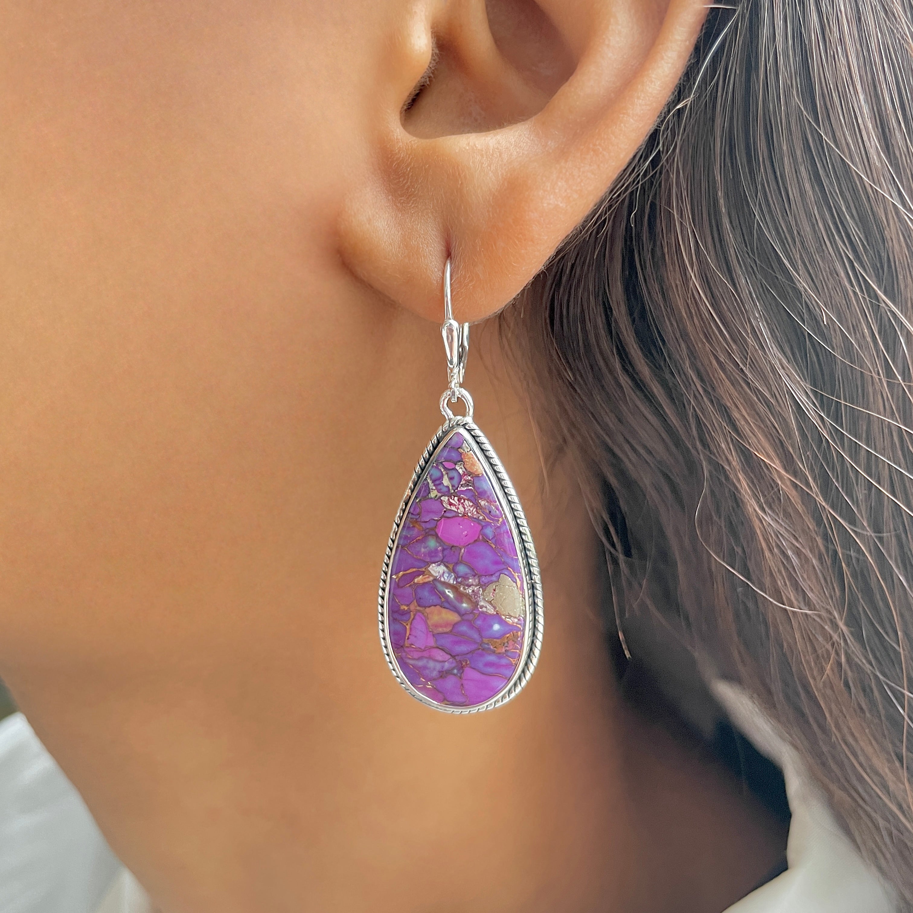 Purple Mojave Copper Turquoise Earring-(PCT-E-46.)