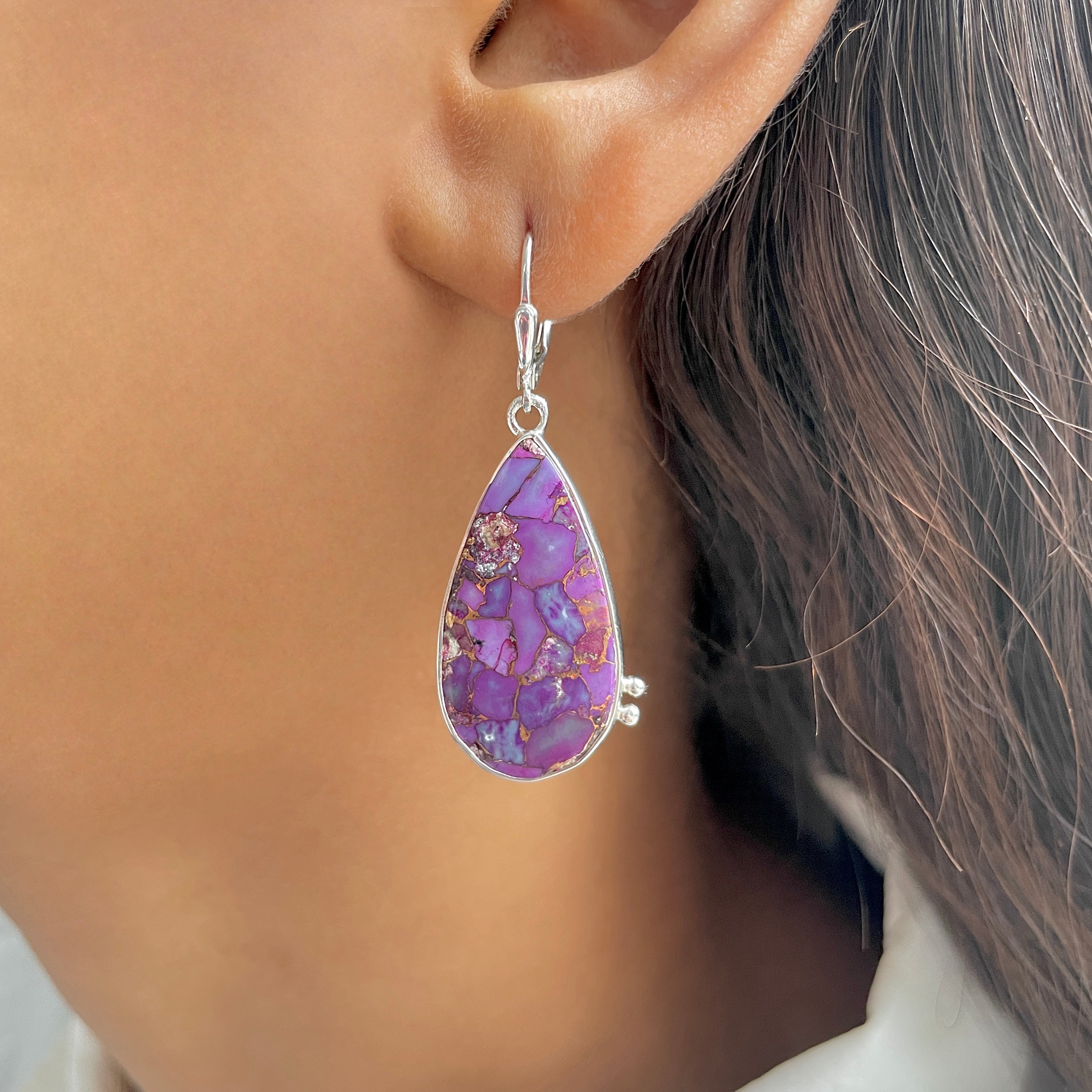 Purple Mojave Copper Turquoise Earring-(PCT-E-47.)