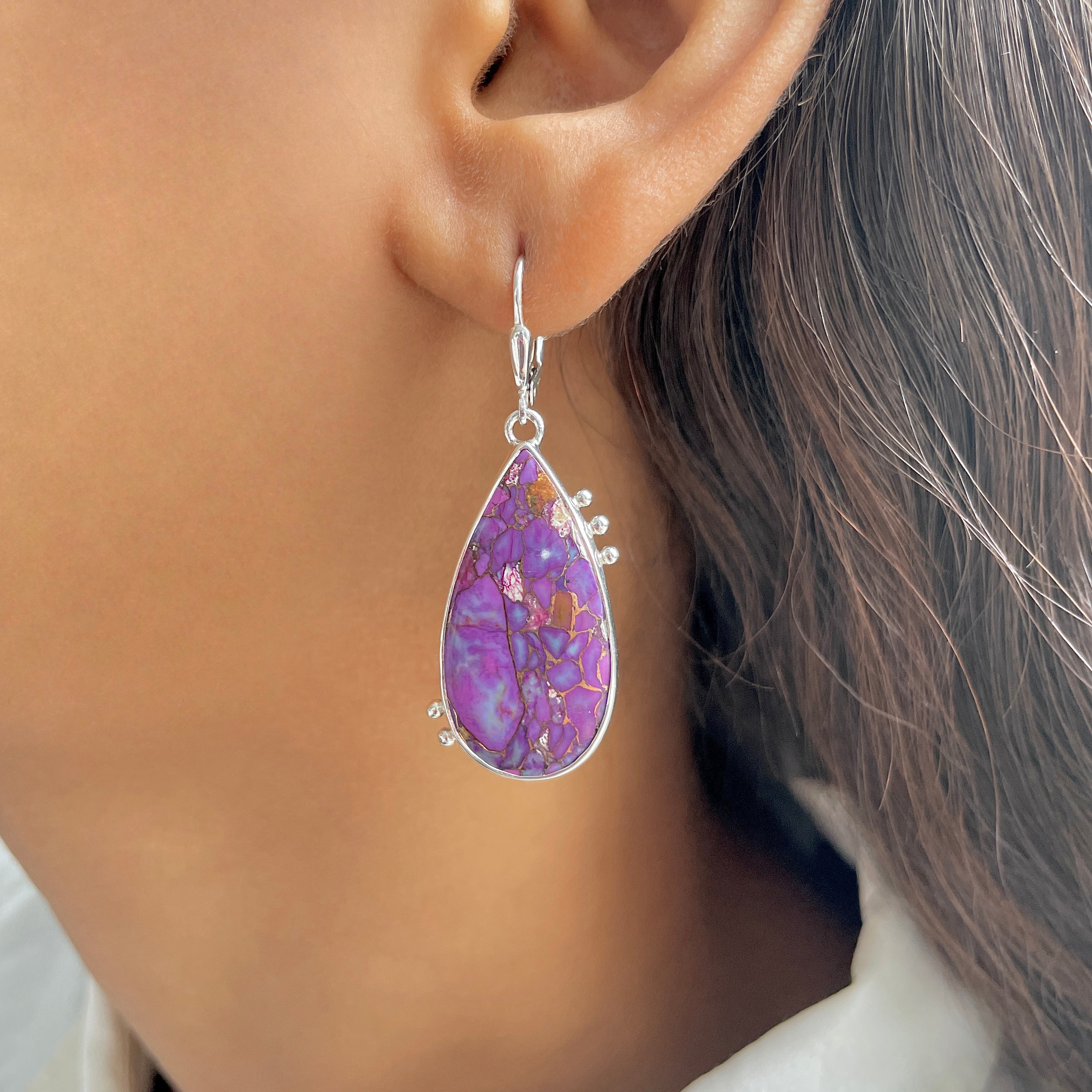 Purple Mojave Copper Turquoise Earring-(PCT-E-48.)
