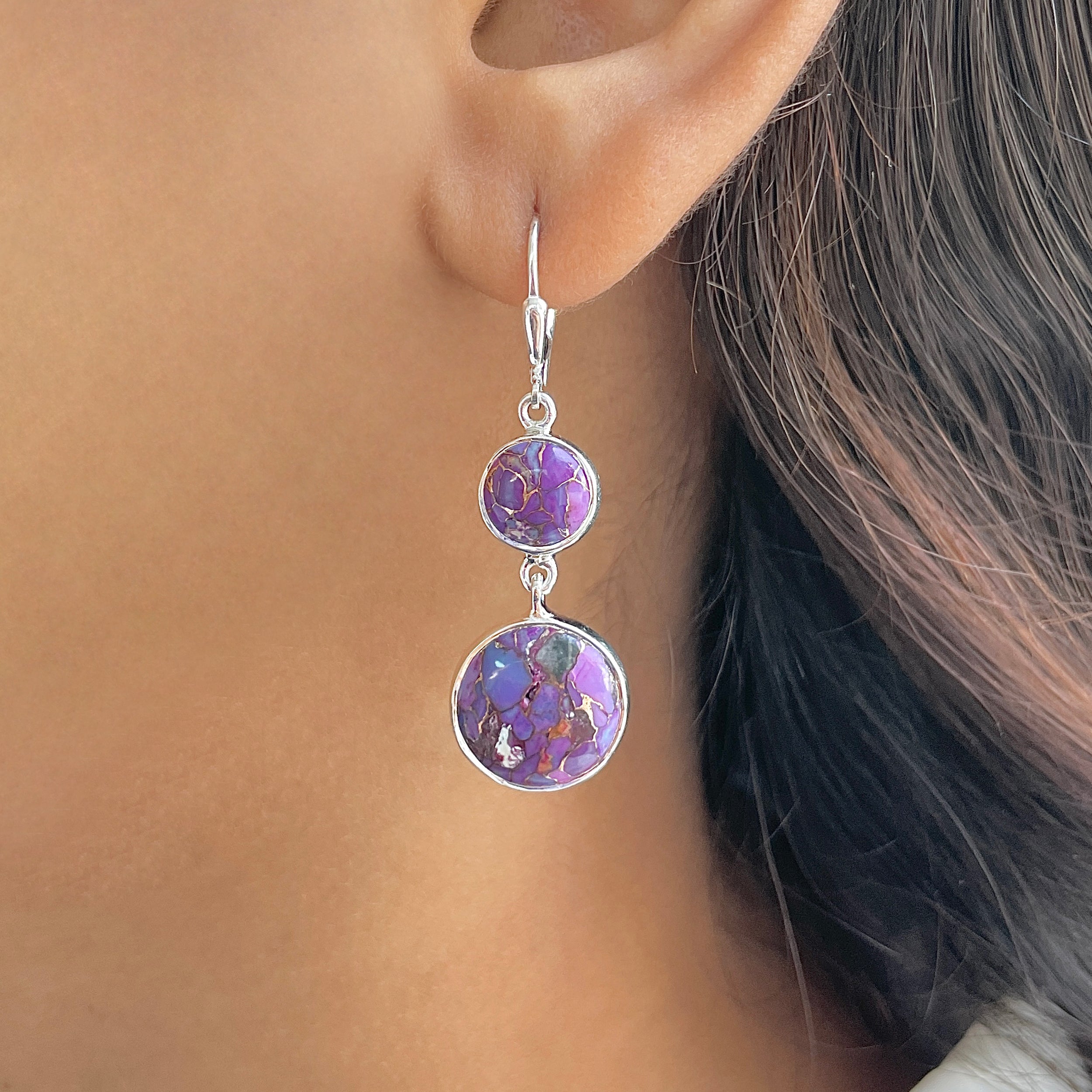 Purple Mojave Copper Turquoise Earring-(PCT-E-49.)