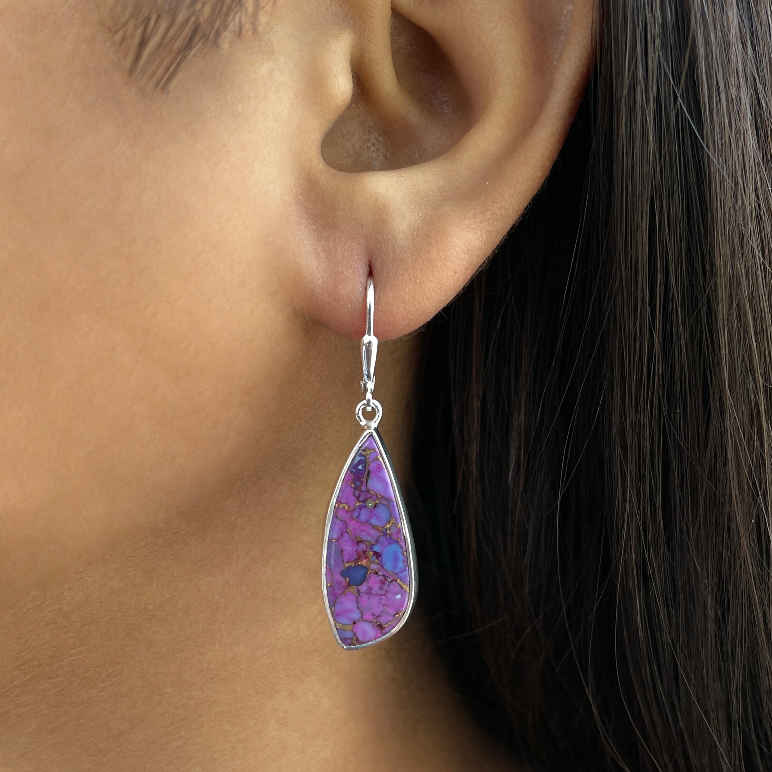 Purple Mojave Copper Turquoise Earring-(PCT-E-5.)