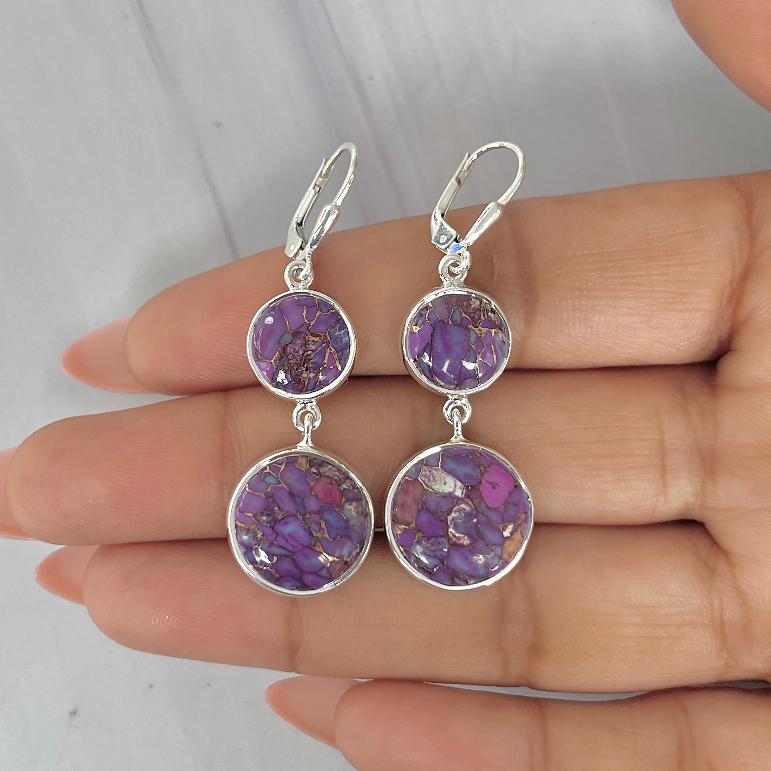 Purple Mojave Copper Turquoise Earring-(PCT-E-52.)