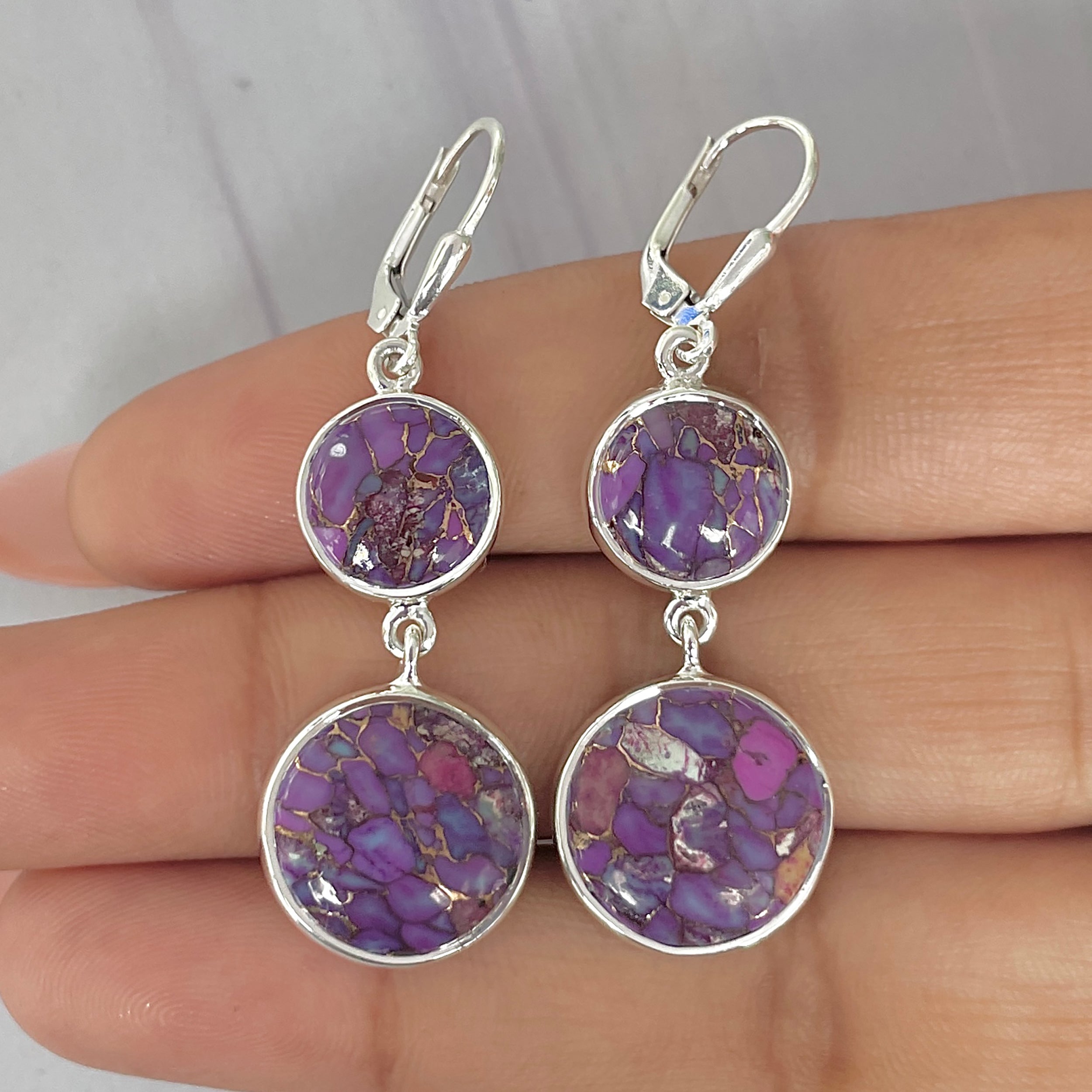 Purple Mojave Copper Turquoise Earring-(PCT-E-52.)