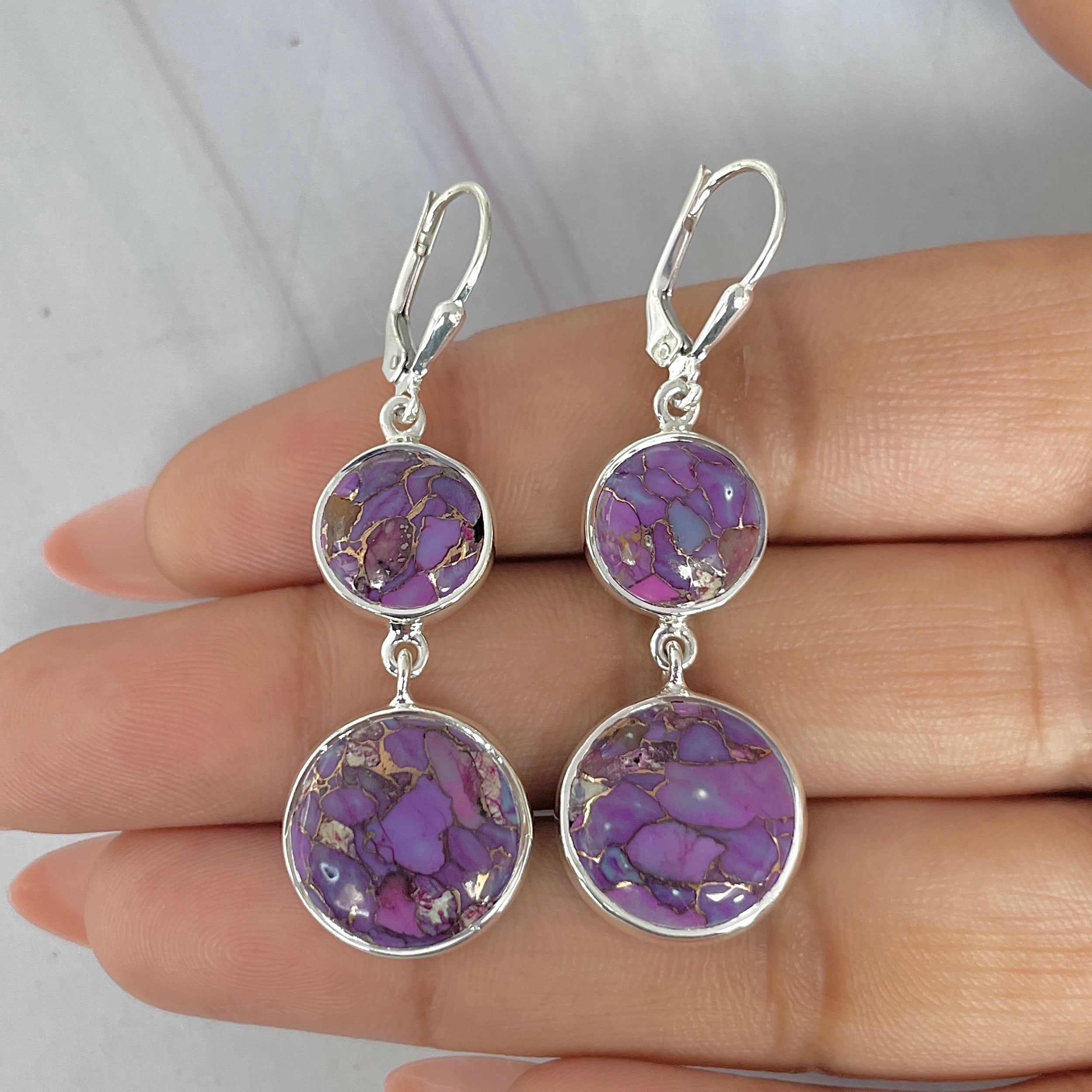Purple Mojave Copper Turquoise Earring-(PCT-E-53.)