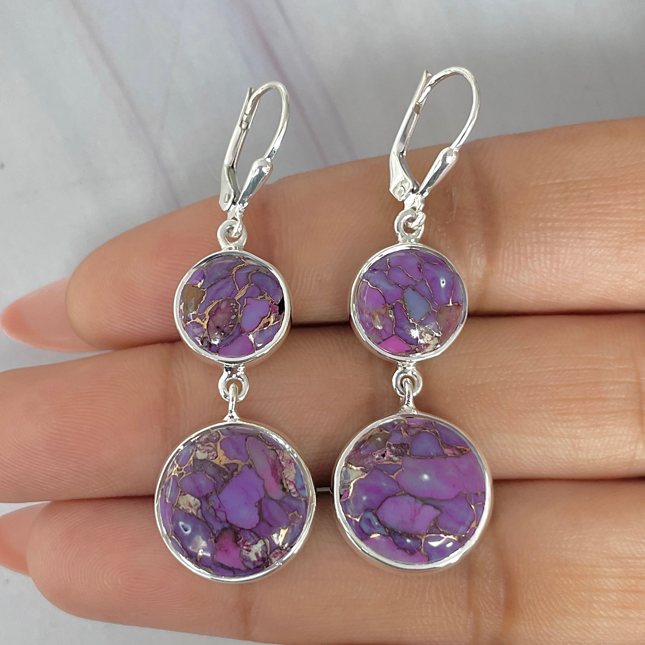 Purple Mojave Copper Turquoise Earring-(PCT-E-53.)