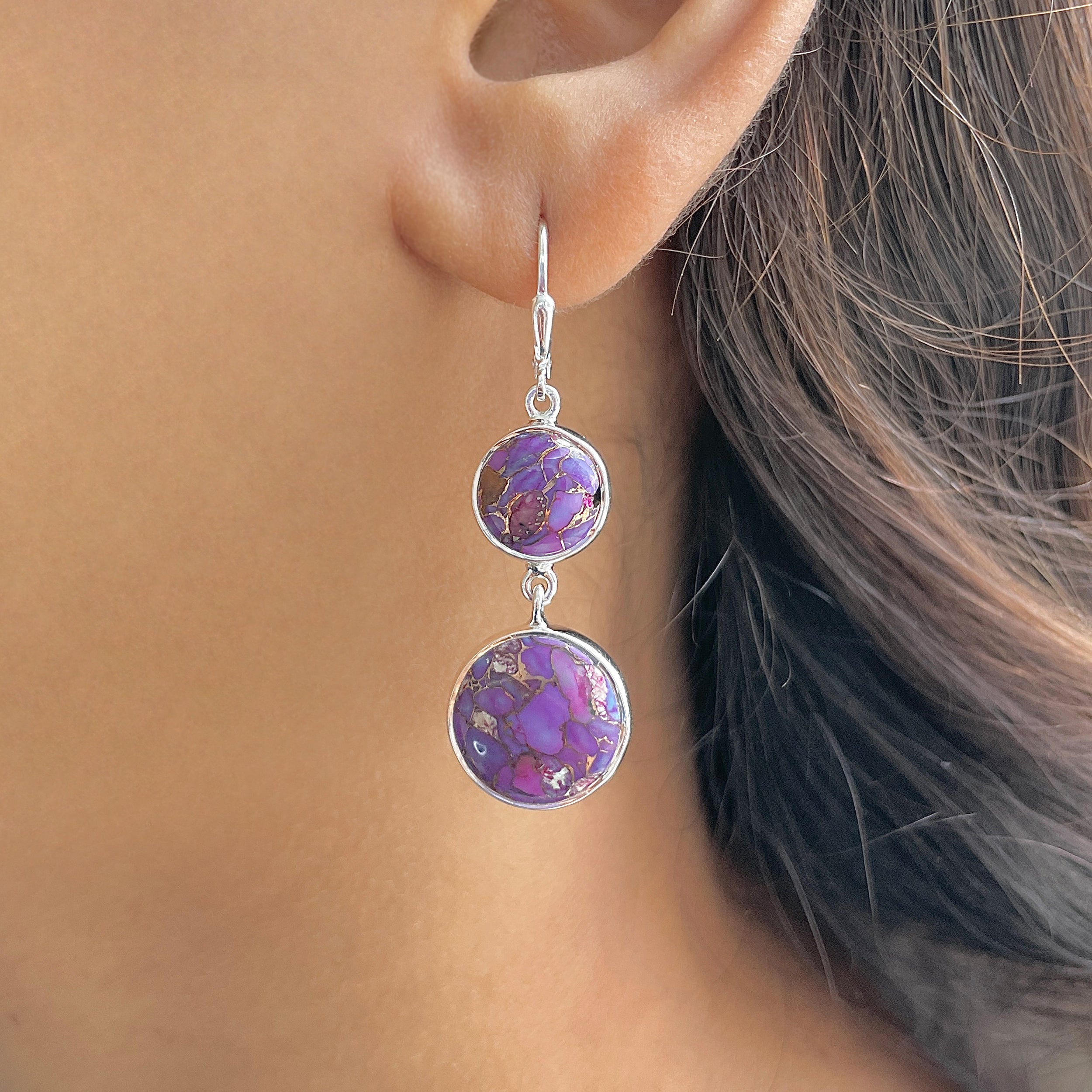 Purple Mojave Copper Turquoise Earring-(PCT-E-53.)