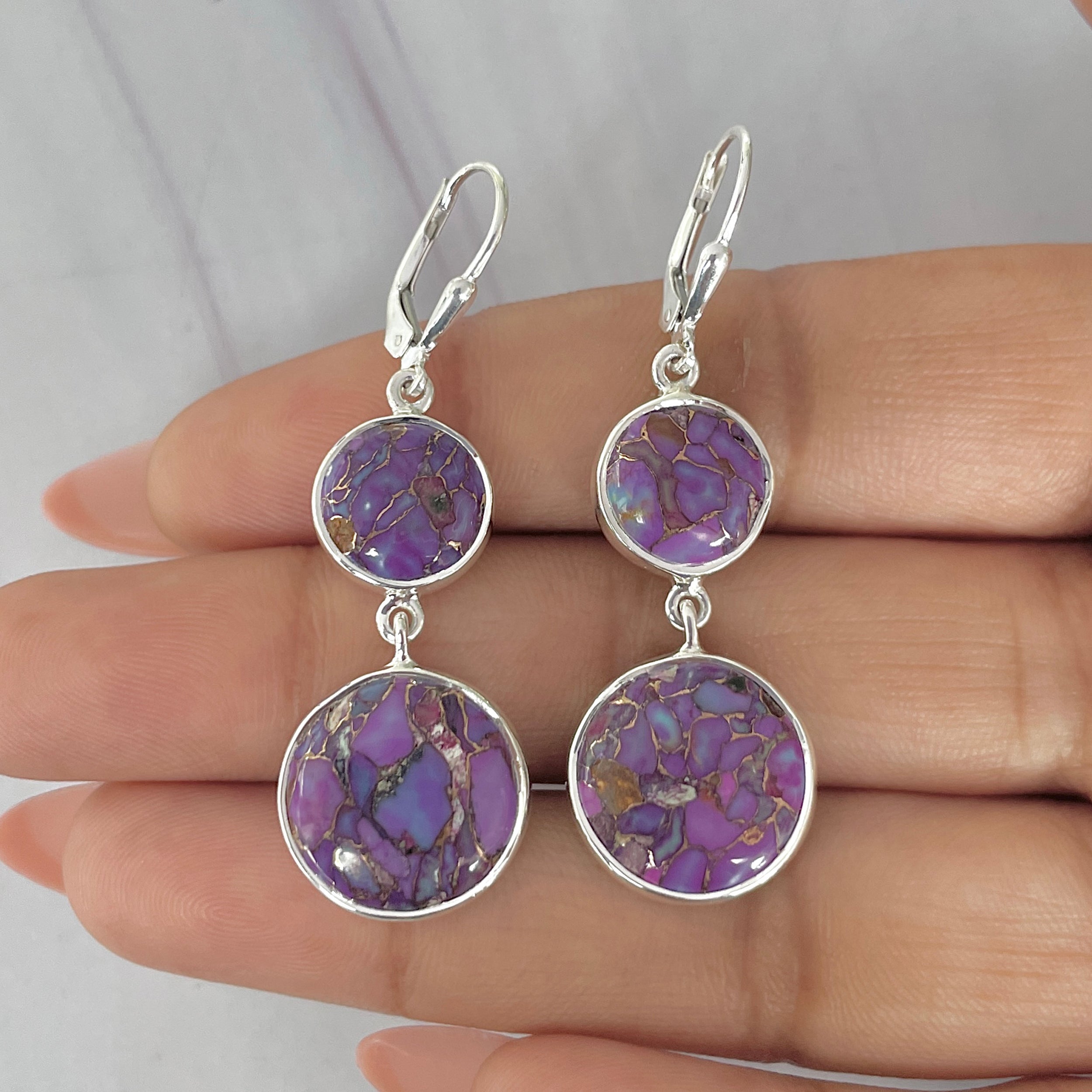 Purple Mojave Copper Turquoise Earring-(PCT-E-54.)