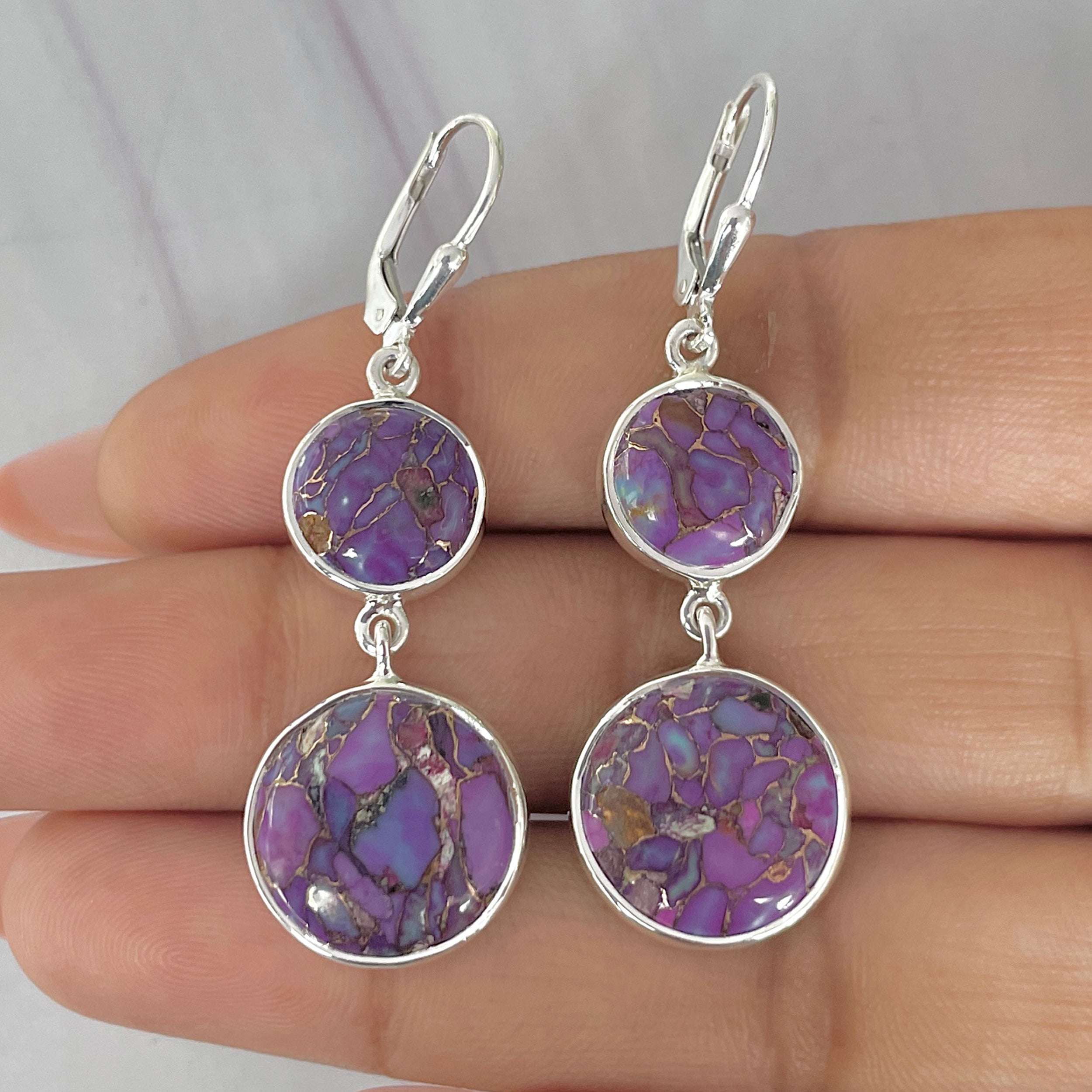 Purple Mojave Copper Turquoise Earring-(PCT-E-54.)