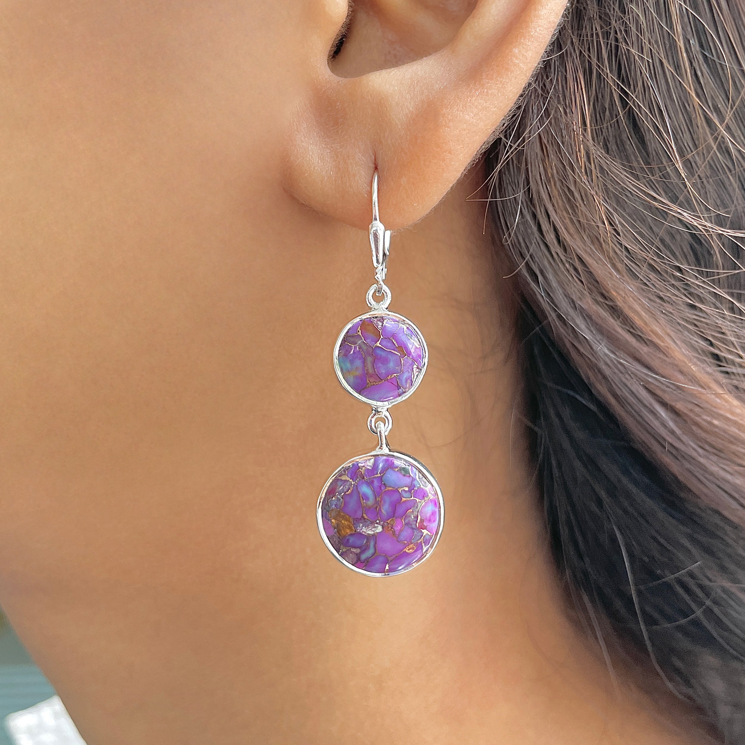Purple Mojave Copper Turquoise Earring-(PCT-E-54.)