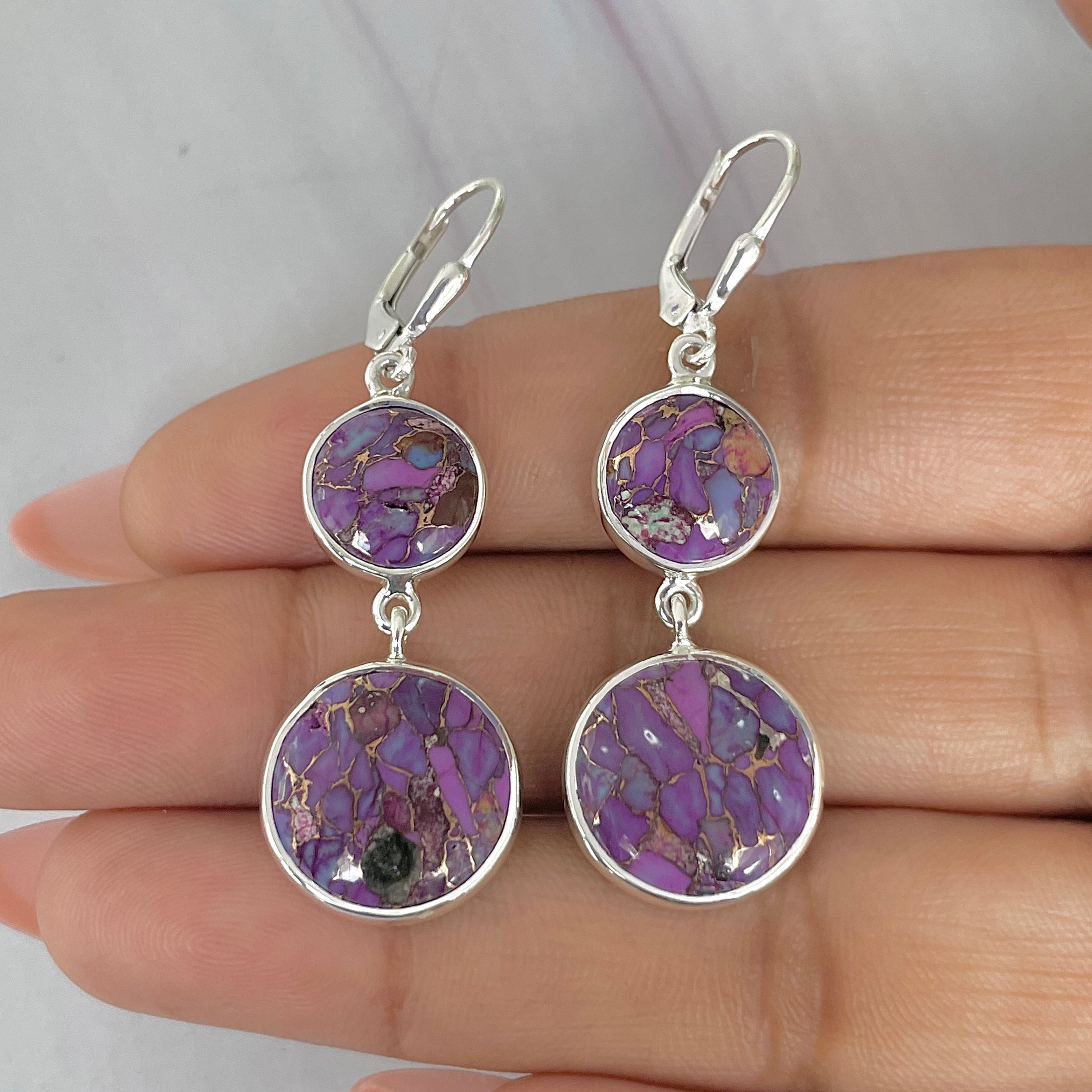 Purple Mojave Copper Turquoise Earring-(PCT-E-55.)