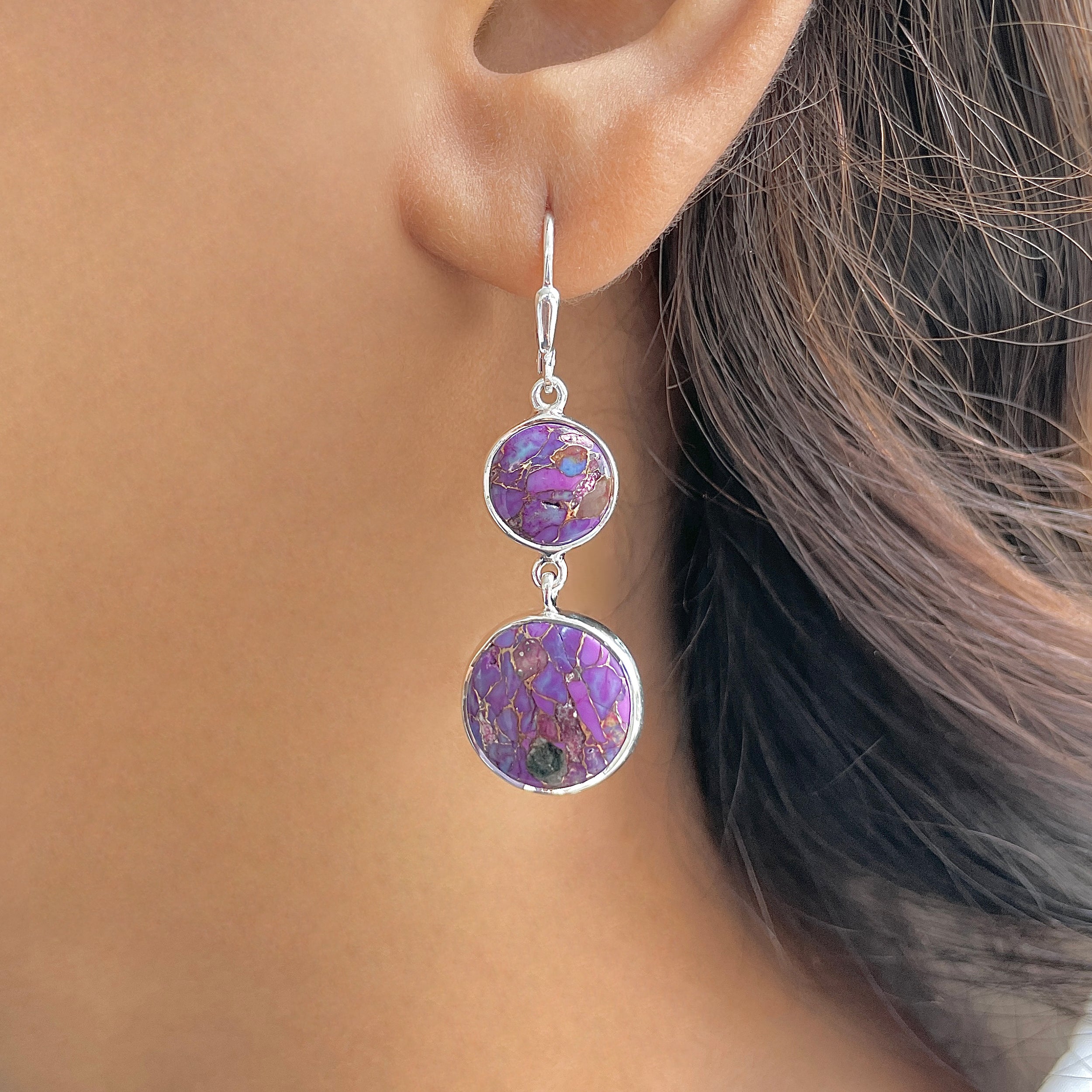 Purple Mojave Copper Turquoise Earring-(PCT-E-55.)