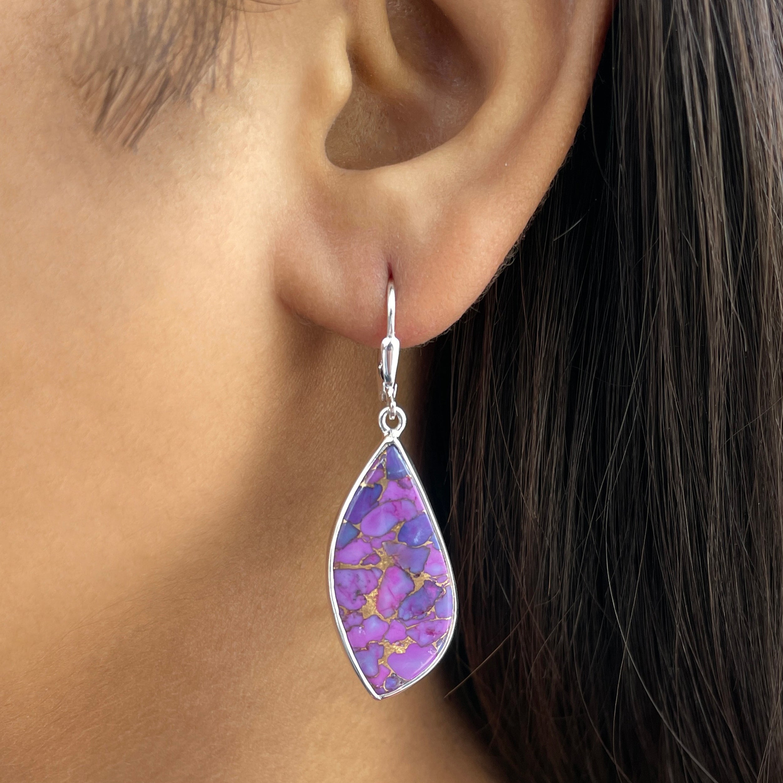 Purple Mojave Copper Turquoise Earring-(PCT-E-7.)