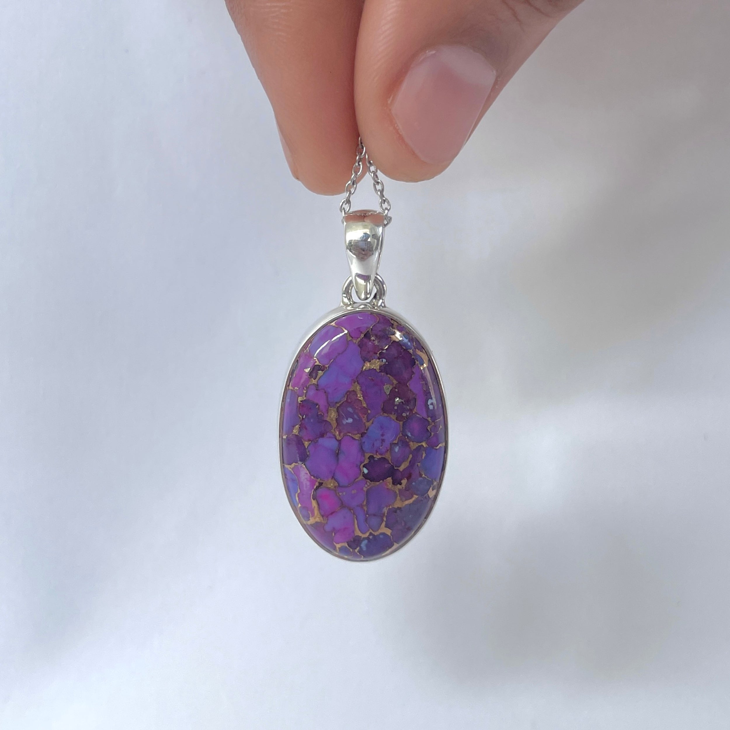 Purple Mojave Copper Turquoise Pendant-(PCT-P-8.)