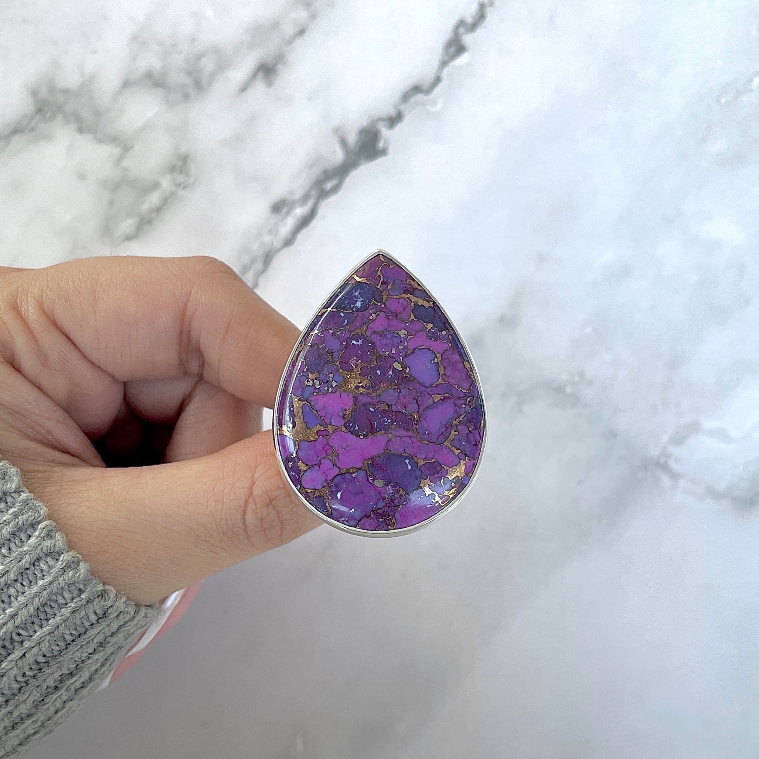 Purple Mojave Copper Turquoise Adjustable Ring-(PCT-R-3.)